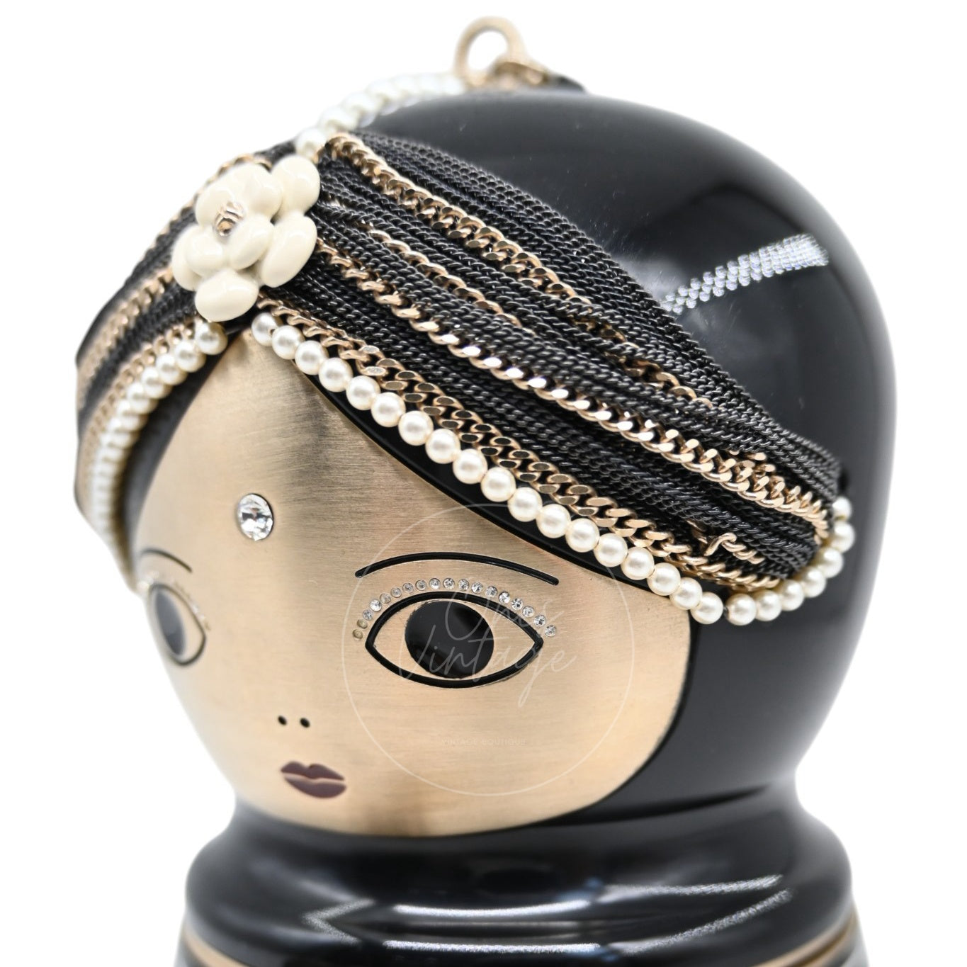 [Pre-owned] Chanel Paris-Bombay Métiers d'Art Matryoshka Doll Minaudière Black Resin GHW