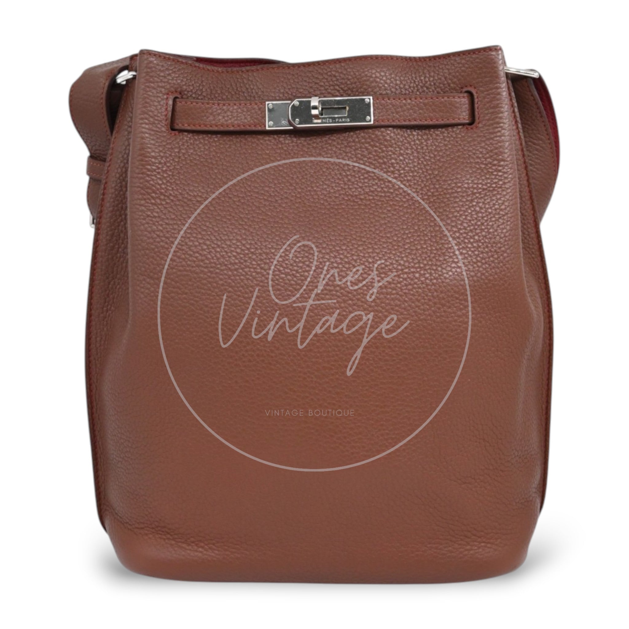[Pre-Owned] Hermes So Kelly 22 Havana Stamp Square O