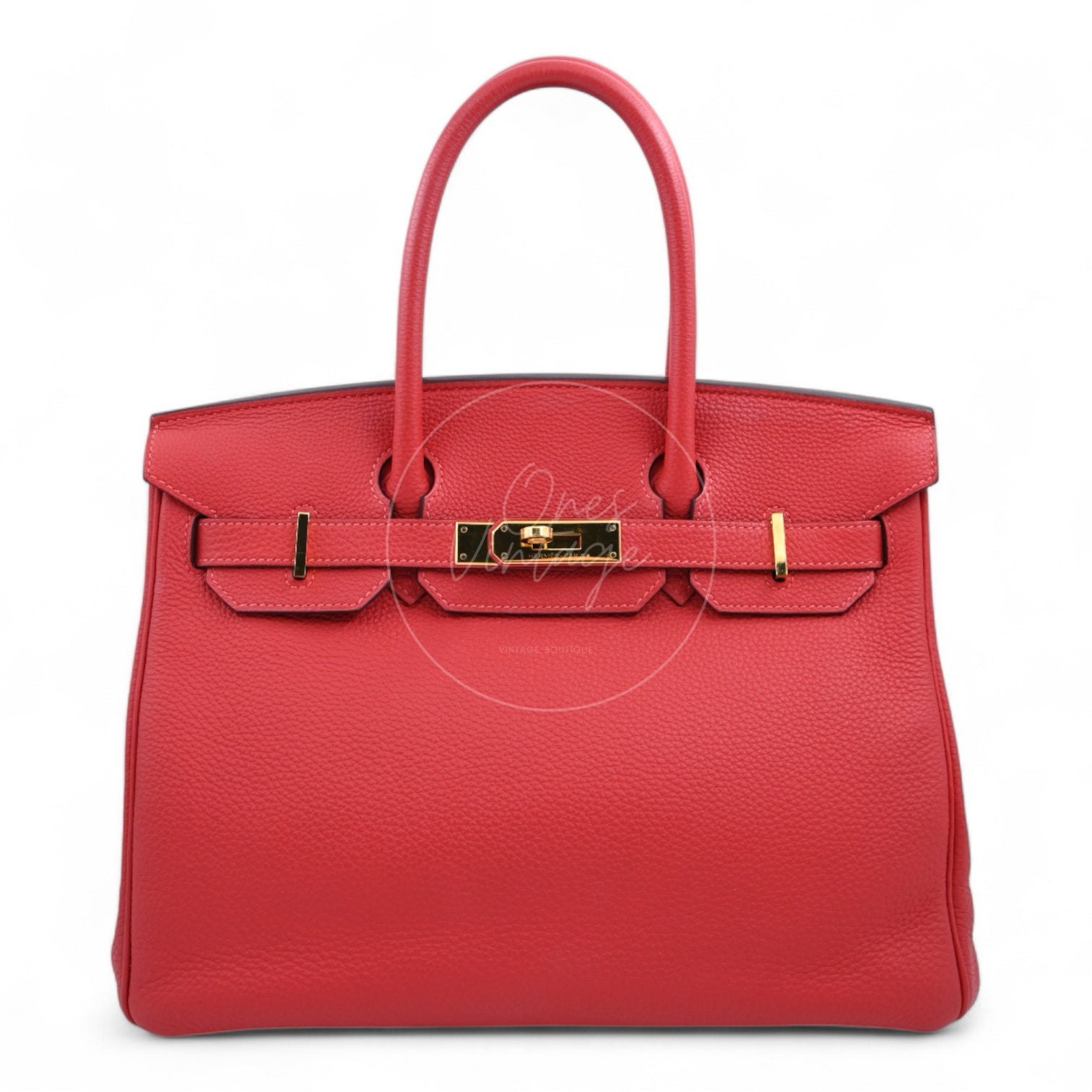 [Pre-owned] Hermes Birkin 30 BK30 Togo GHW Stamp Square R Red  Handbag