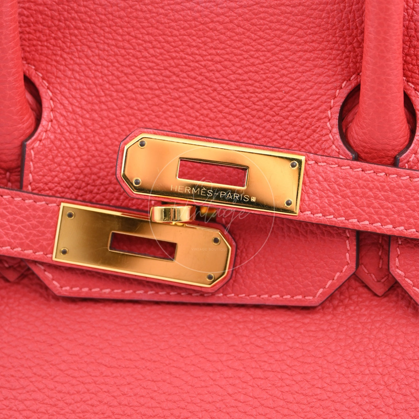 [Pre-owned] Hermes Birkin 30 BK30 Togo GHW Stamp Square R Red Handbag