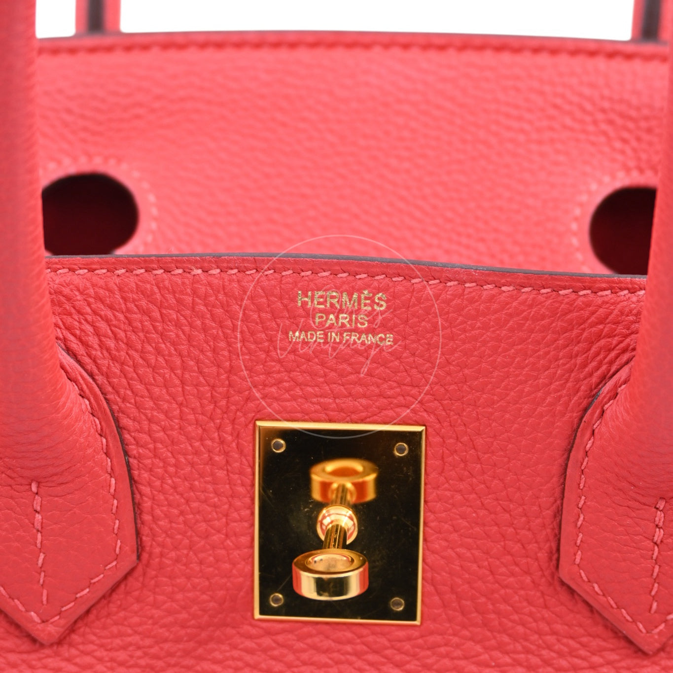 [Pre-owned] Hermes Birkin 30 BK30 Togo GHW Stamp Square R Red Handbag