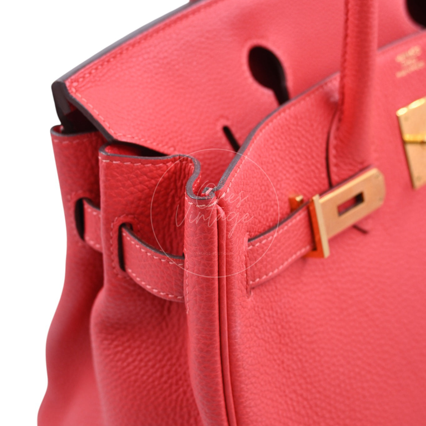 [Pre-owned] Hermes Birkin 30 BK30 Togo GHW Stamp Square R Red Handbag