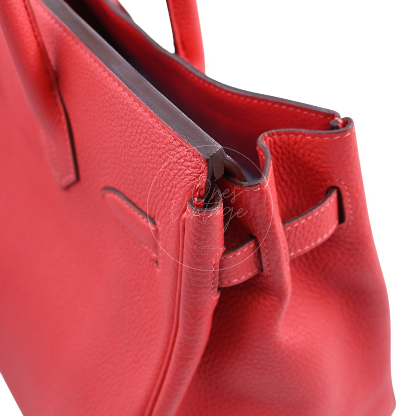 [Pre-owned] Hermes Birkin 30 BK30 Togo GHW Stamp Square R Red Handbag