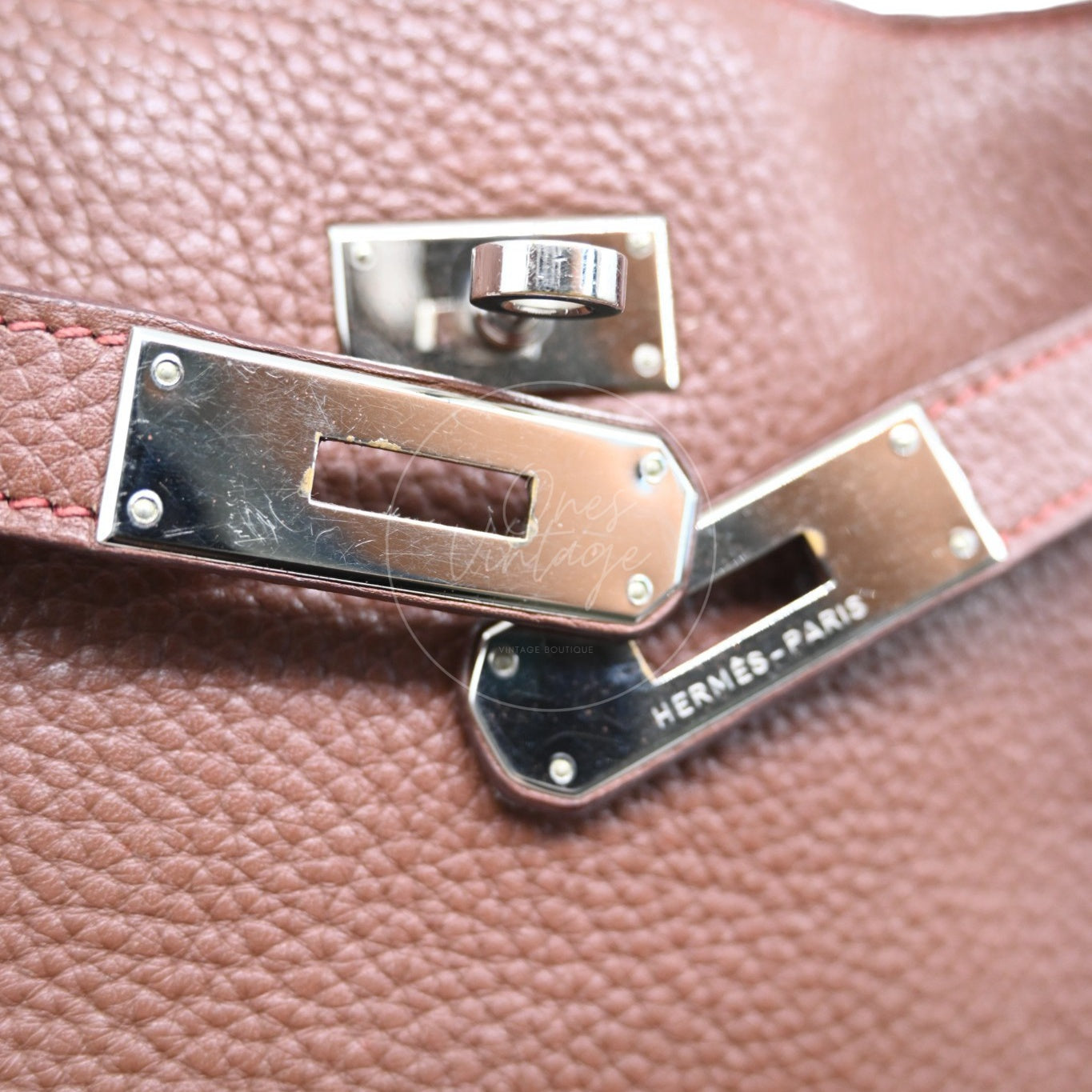 [Pre-Owned] Hermes So Kelly 22 Havana Stamp Square O