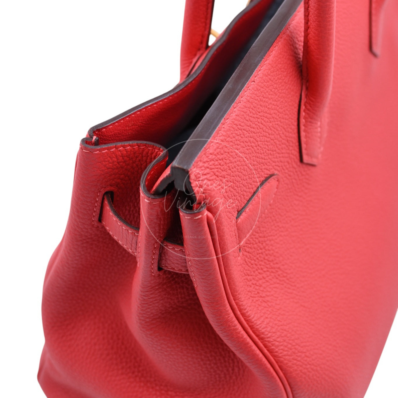 [Pre-owned] Hermes Birkin 30 BK30 Togo GHW Stamp Square R Red Handbag