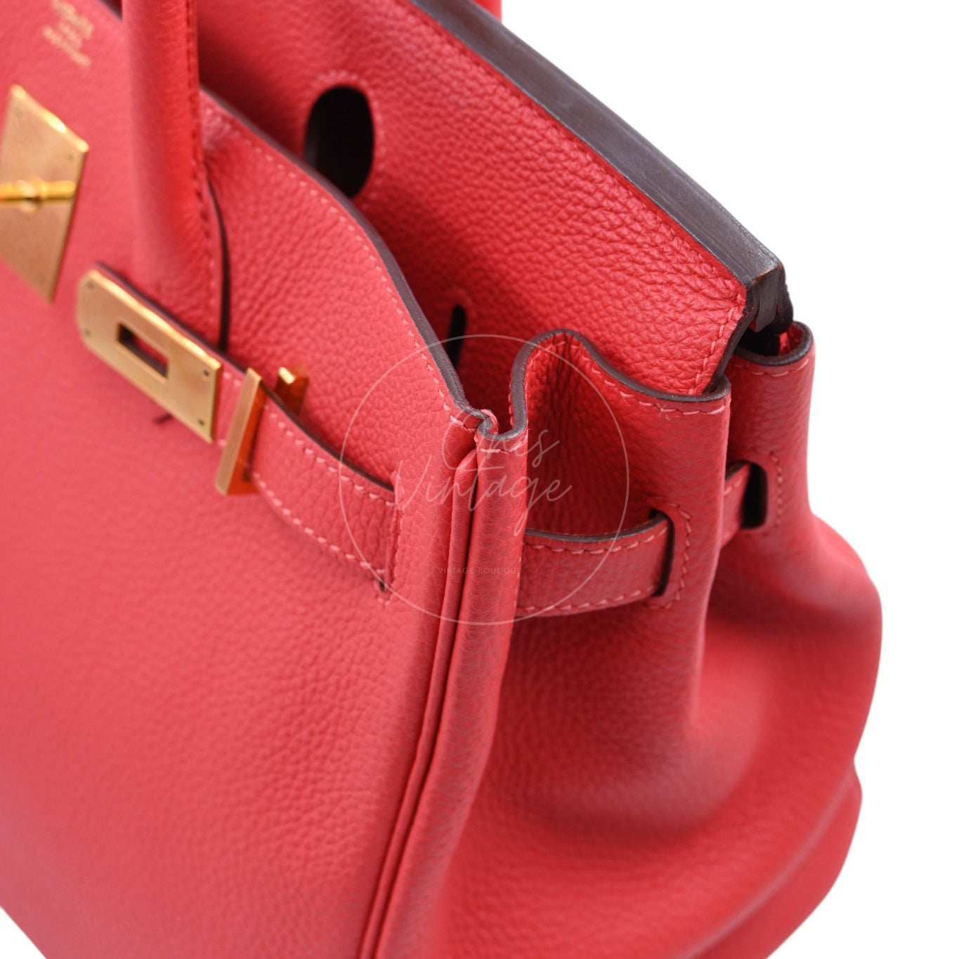 [Pre-owned] Hermes Birkin 30 BK30 Togo GHW Stamp Square R Red Handbag