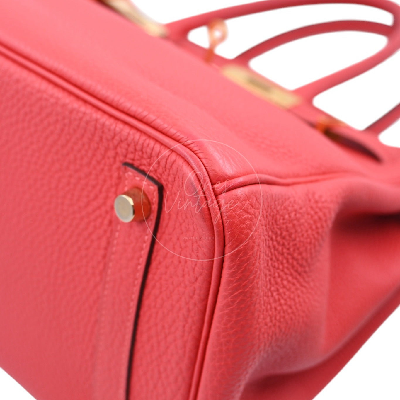 [Pre-owned] Hermes Birkin 30 BK30 Togo GHW Stamp Square R Red Handbag