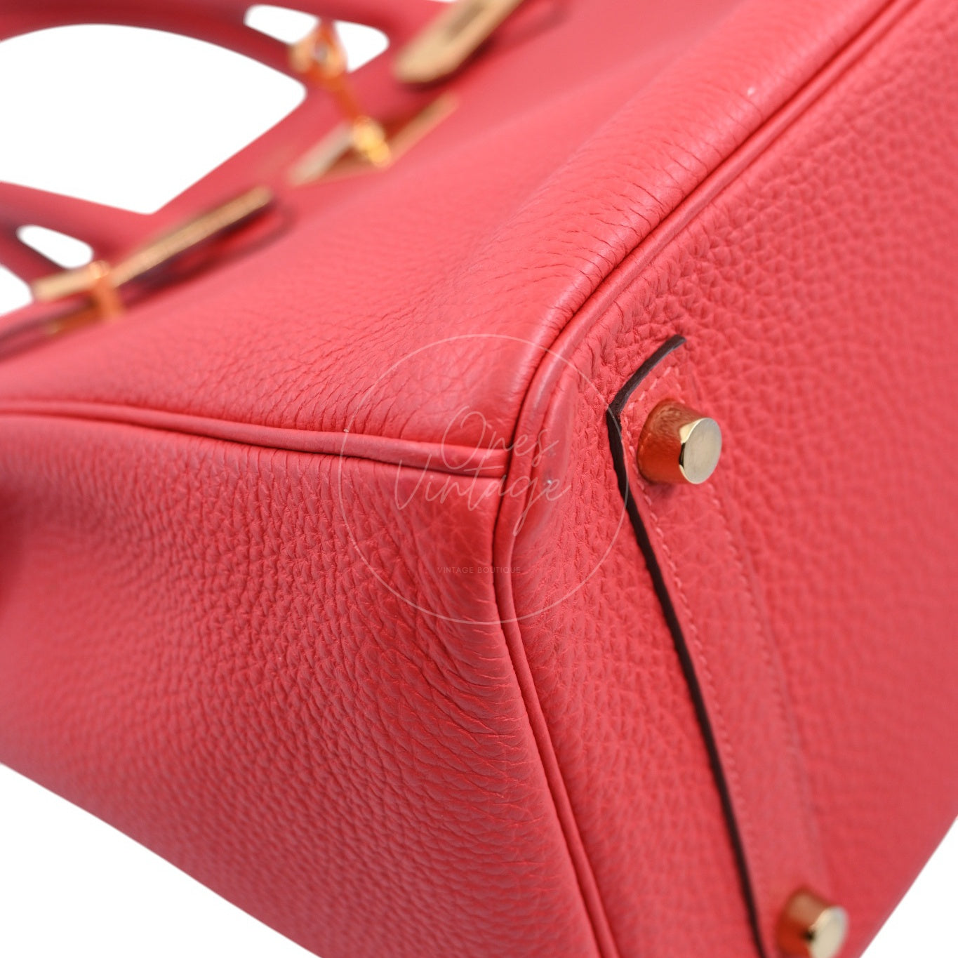 [Pre-owned] Hermes Birkin 30 BK30 Togo GHW Stamp Square R Red Handbag