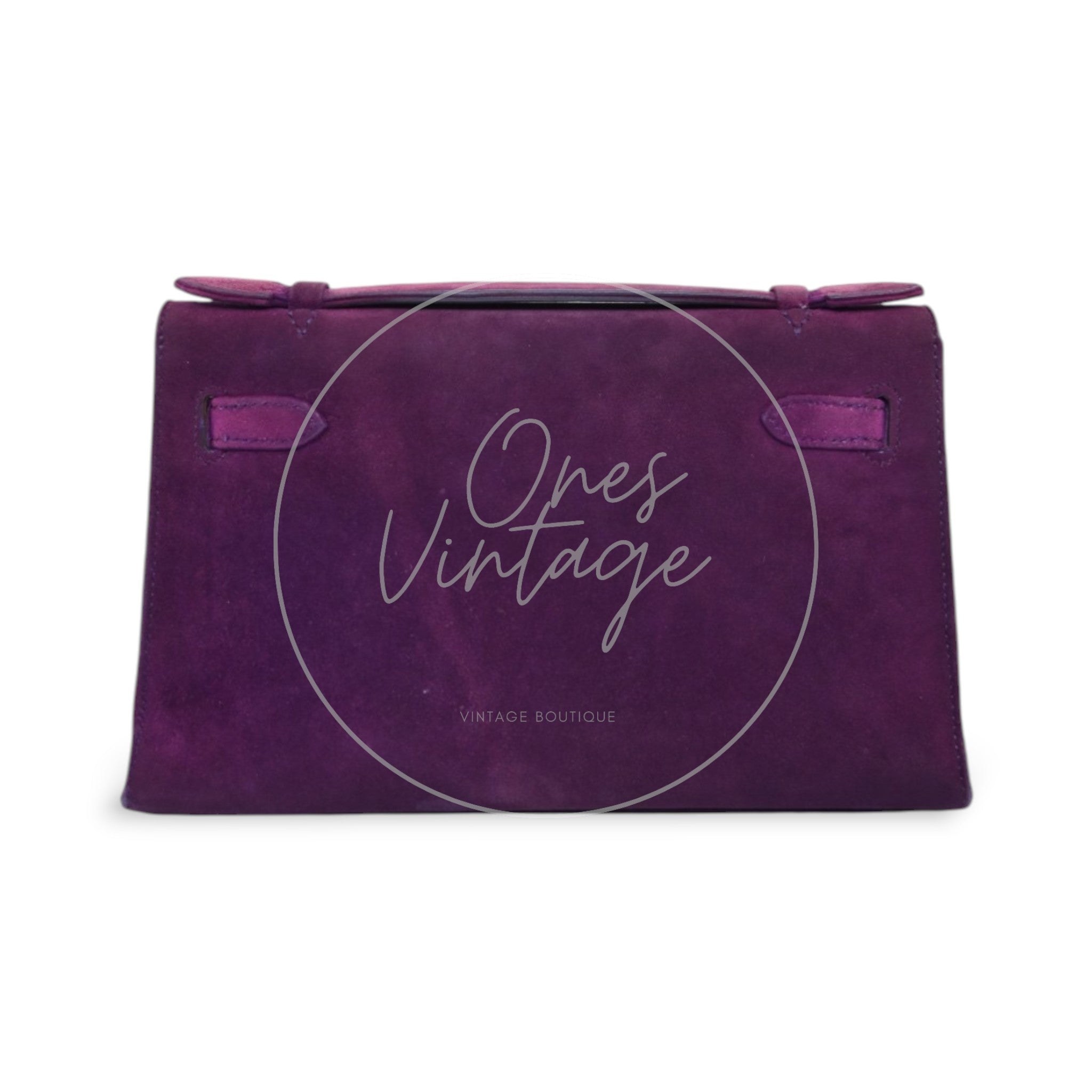 [Pre-owned] Hermes Kelly 22 Pochette Violet Doblis Clutch Bag PHW Stamp Square H
