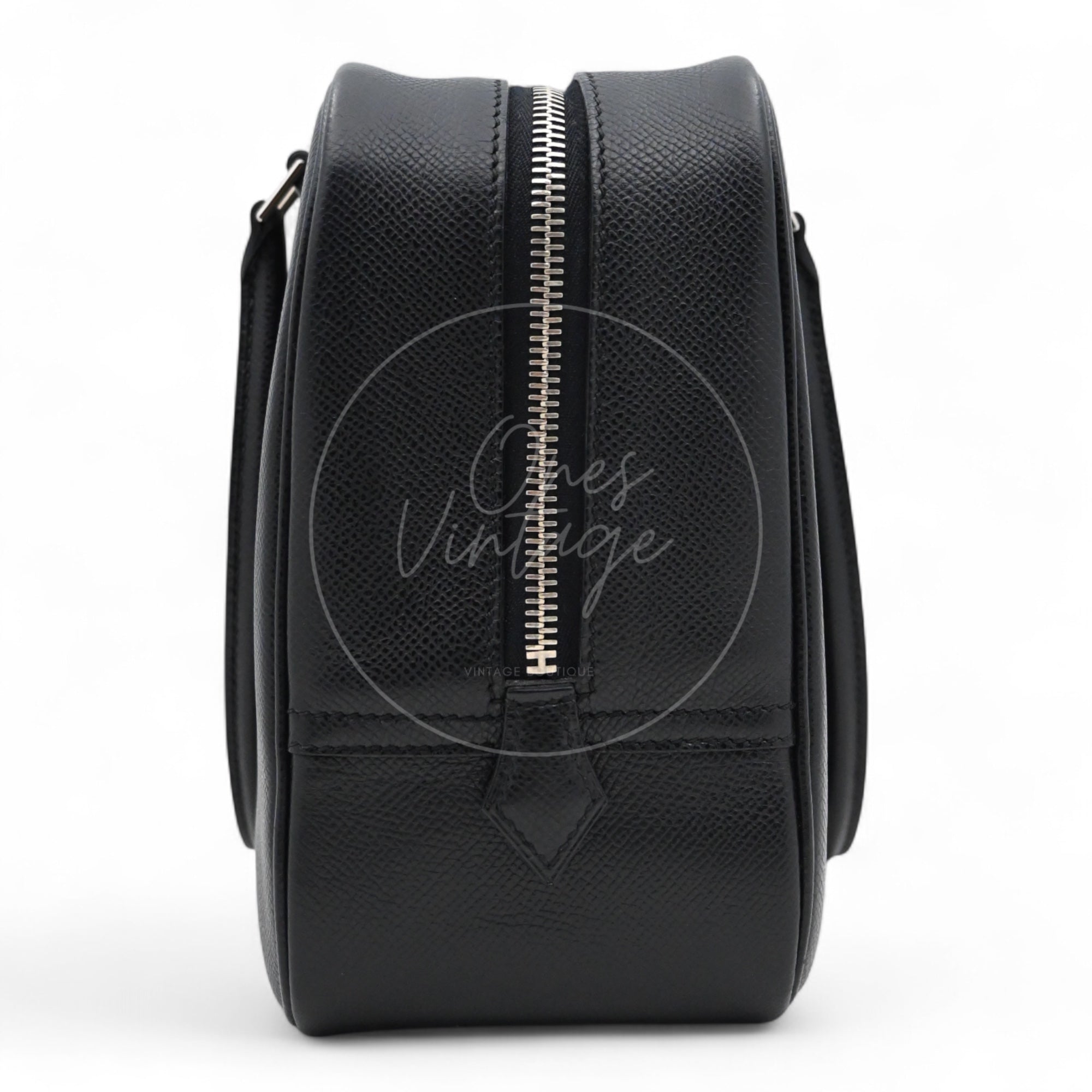 [Pre-owned] Hermes Plume 28 Black Epsom PHW Stamp Square J