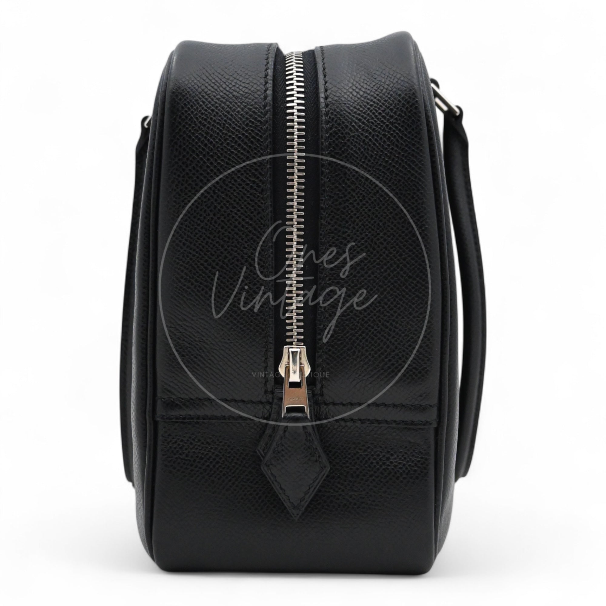 [Pre-owned] Hermes Plume 28 Black Epsom PHW Stamp Square J