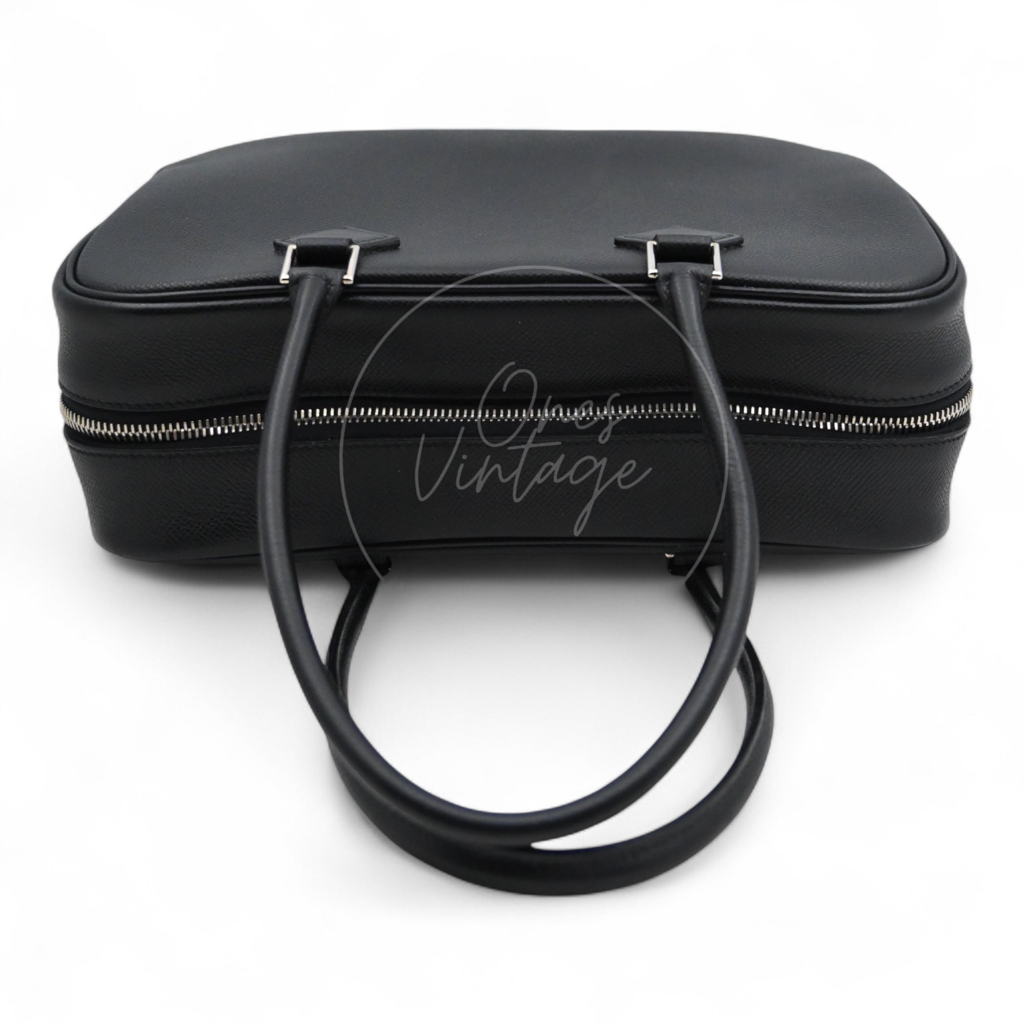 [Pre-owned] Hermes Plume 28 Black Epsom PHW Stamp Square J