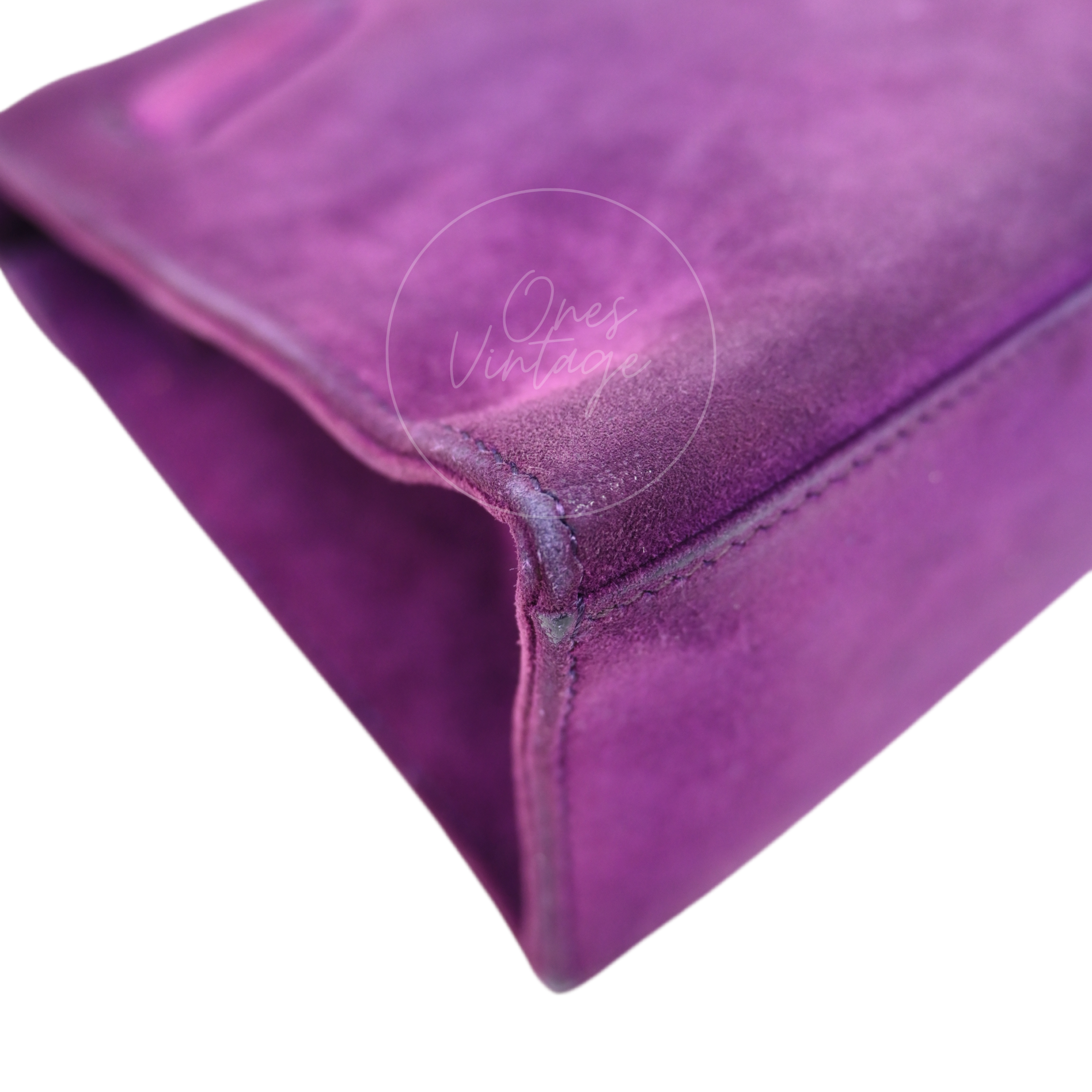 [Pre-owned] Hermes Kelly 22 Pochette Violet Doblis Clutch Bag PHW Stamp Square H