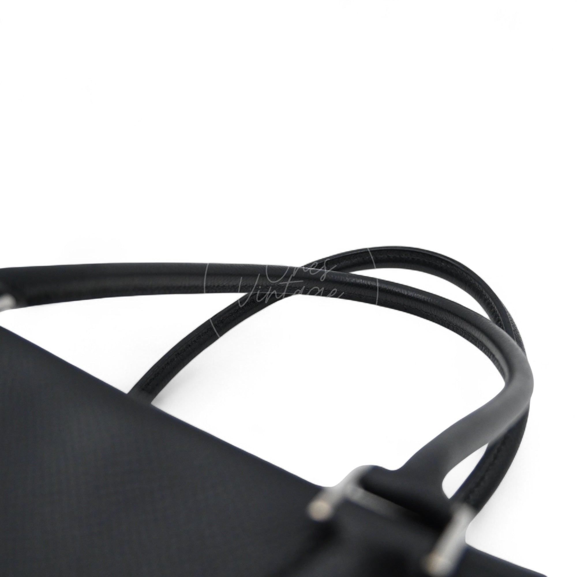 [Pre-owned] Hermes Plume 28 Black Epsom PHW Stamp Square J