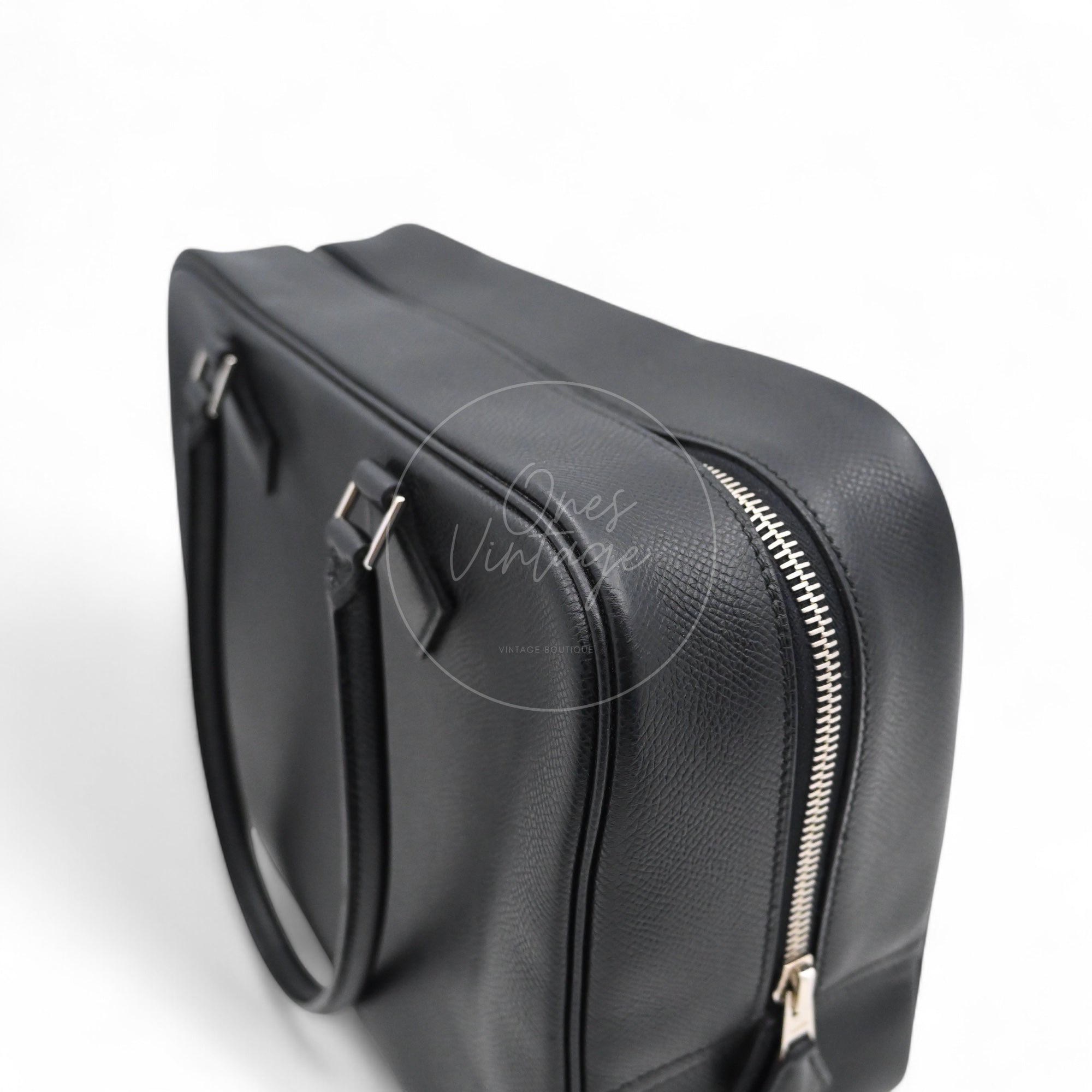 [Pre-owned] Hermes Plume 28 Black Epsom PHW Stamp Square J