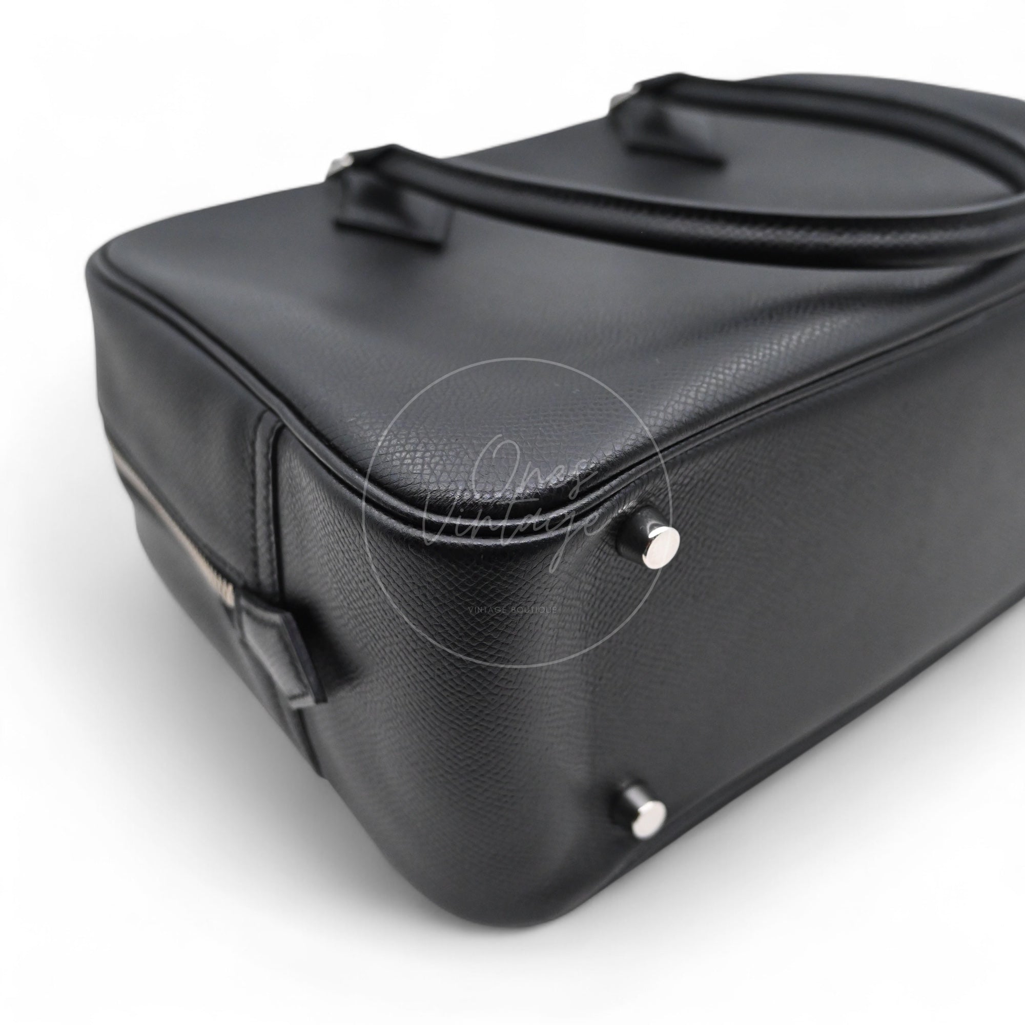 [Pre-owned] Hermes Plume 28 Black Epsom PHW Stamp Square J