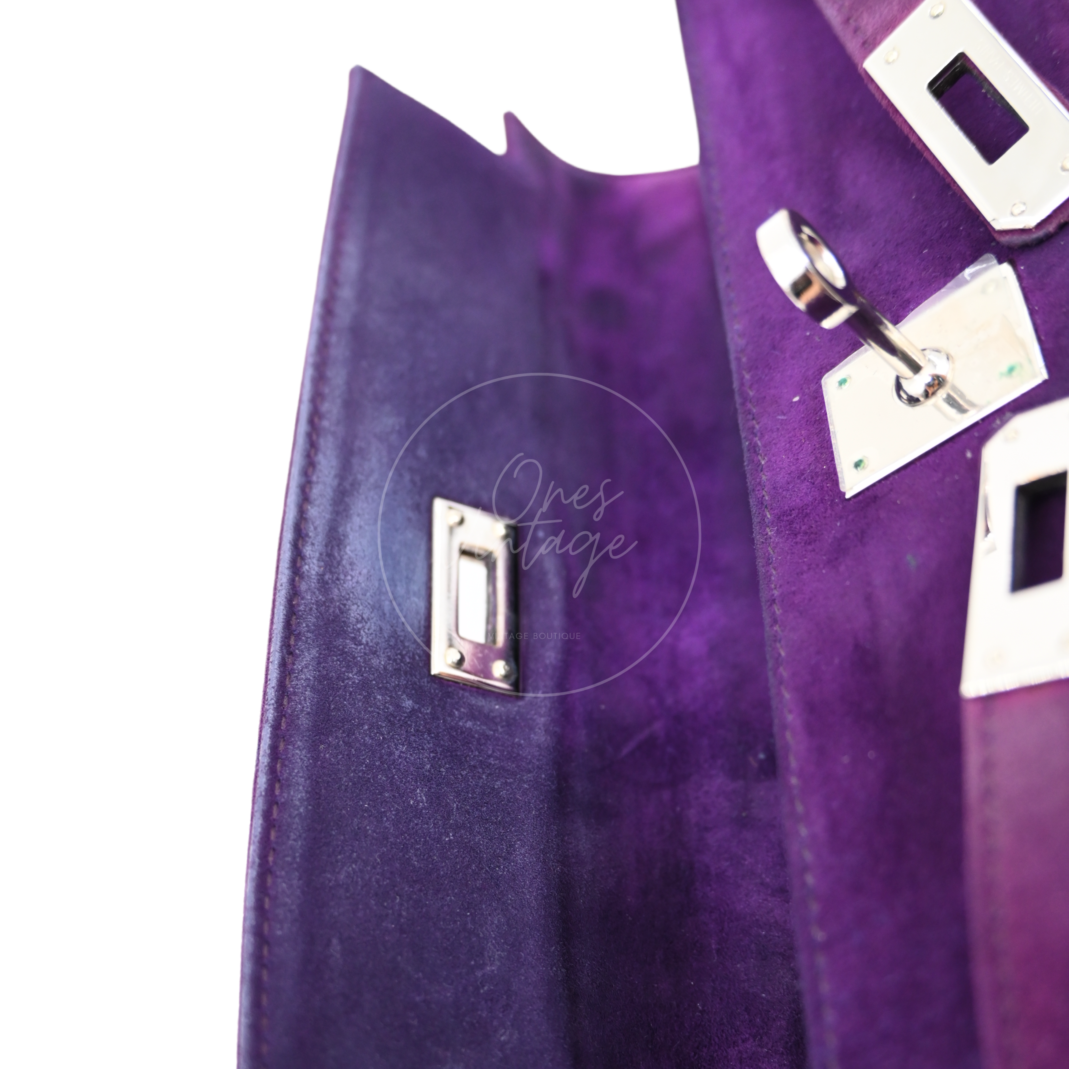 [Pre-owned] Hermes Kelly 22 Pochette Violet Doblis Clutch Bag PHW Stamp Square H