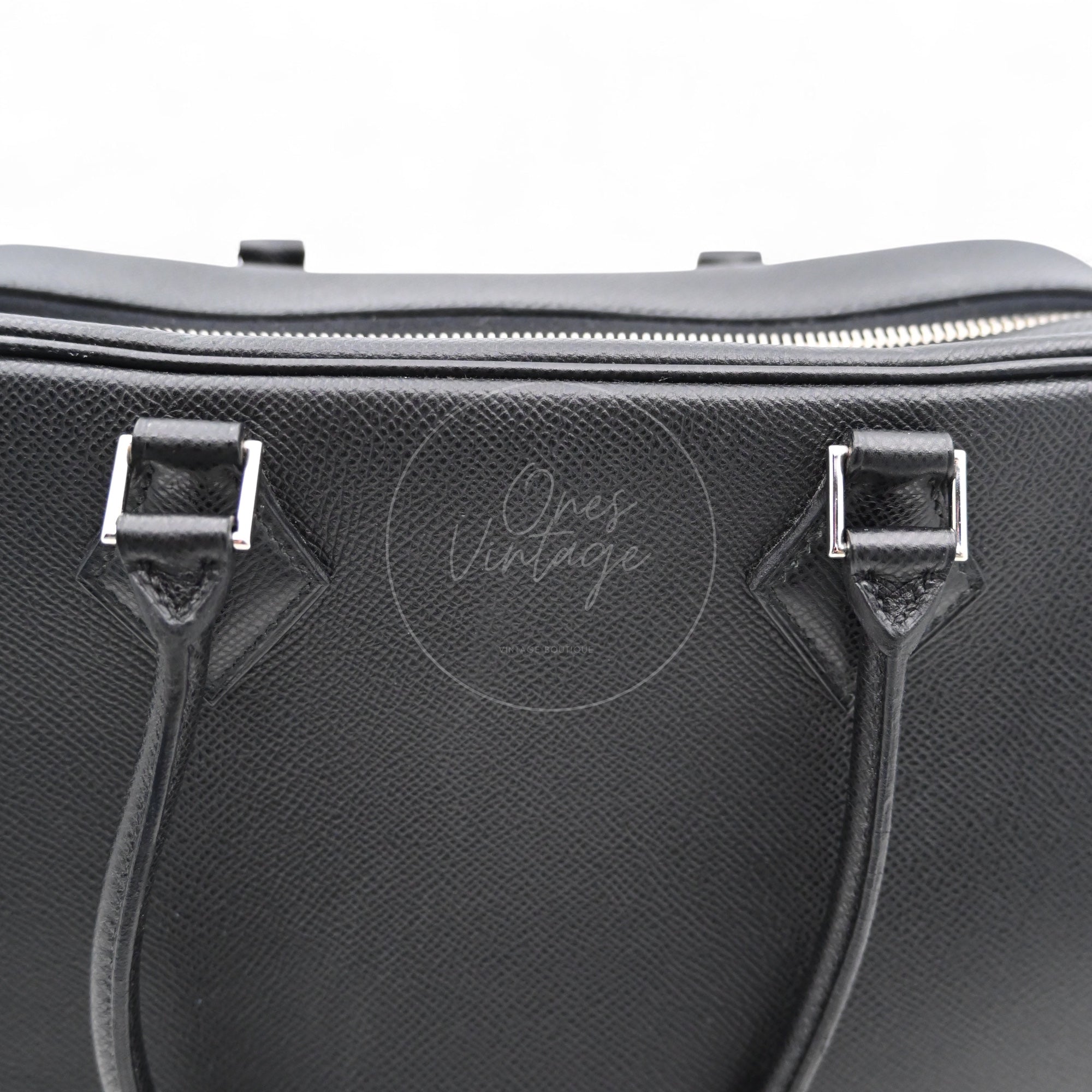 [Pre-owned] Hermes Plume 28 Black Epsom PHW Stamp Square J