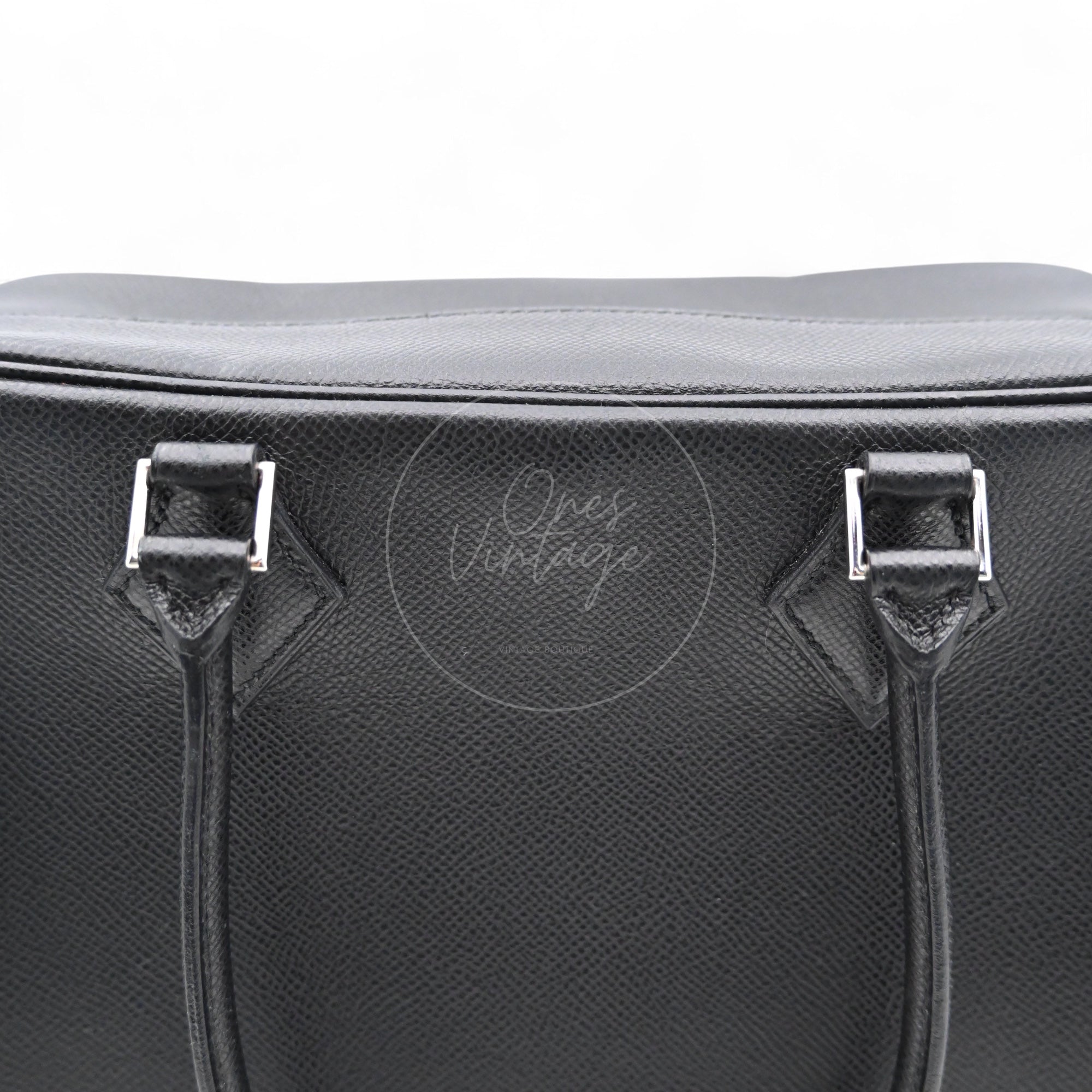 [Pre-owned] Hermes Plume 28 Black Epsom PHW Stamp Square J