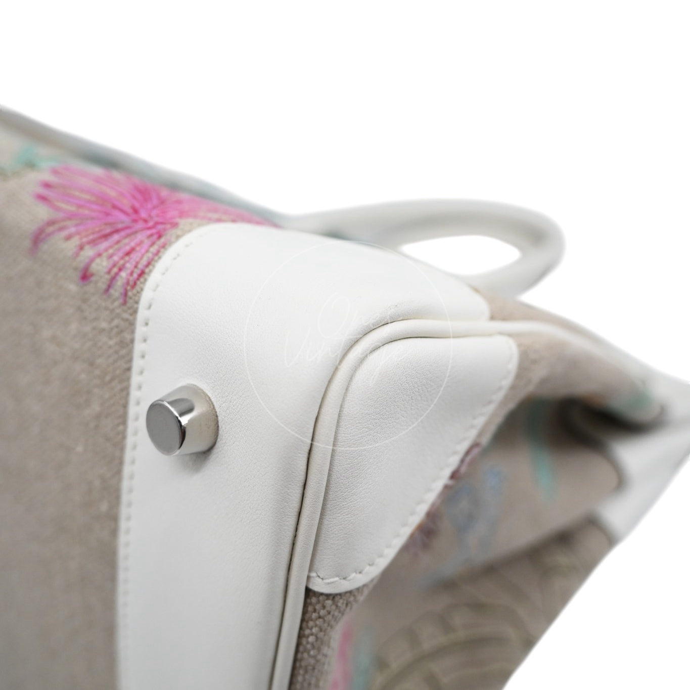 Hermes Birkin 35 Faubourg Tropical Embroidered Toile de Camp Swift PHW White Stamp U