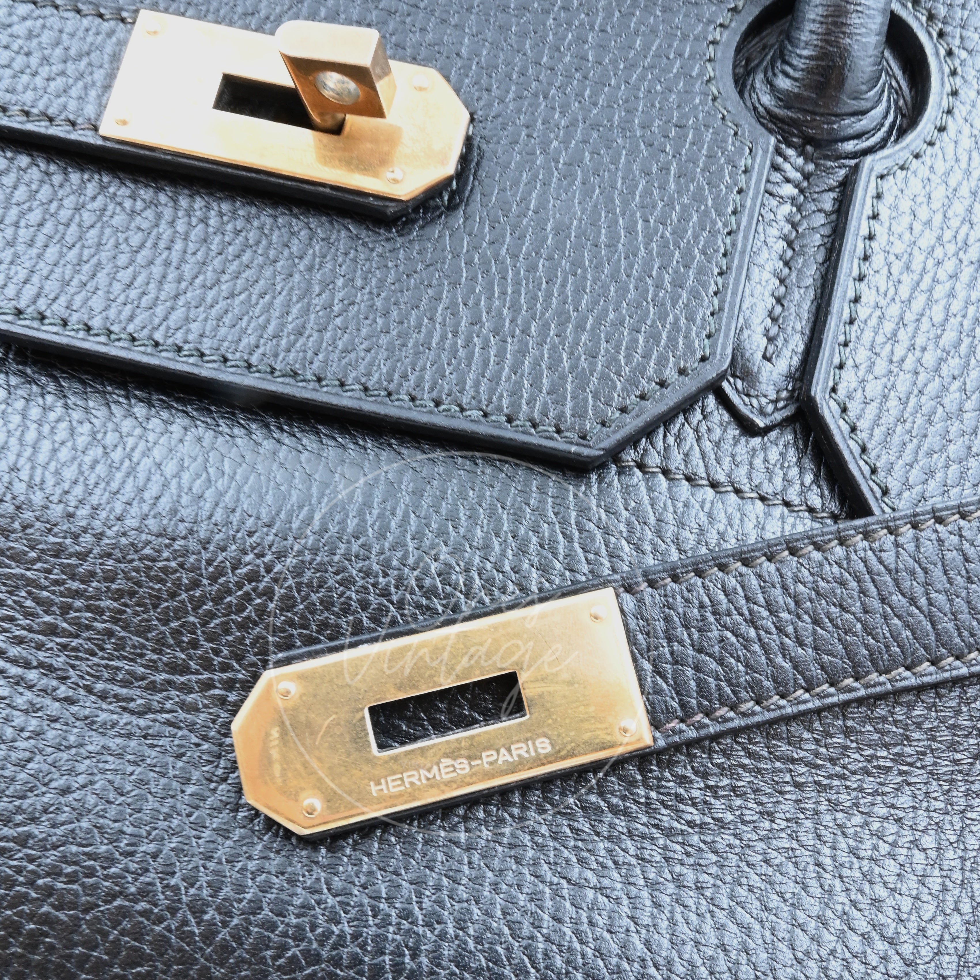 Hermes Birkin HAC 45 Ardennes Calfskin GHW Black Circle X