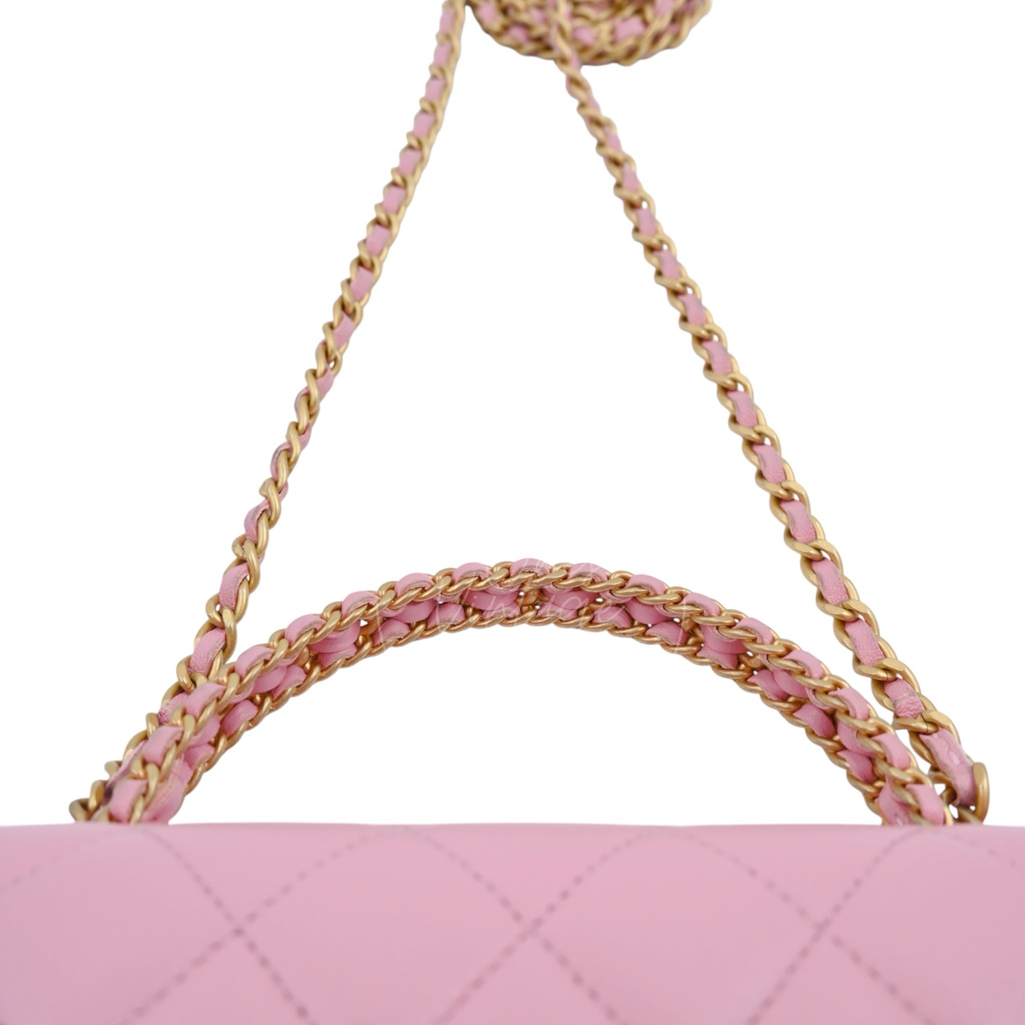 [Pre-owned] Chanel Lambskin Quilted Wallet On Chain WOC Light Pink
