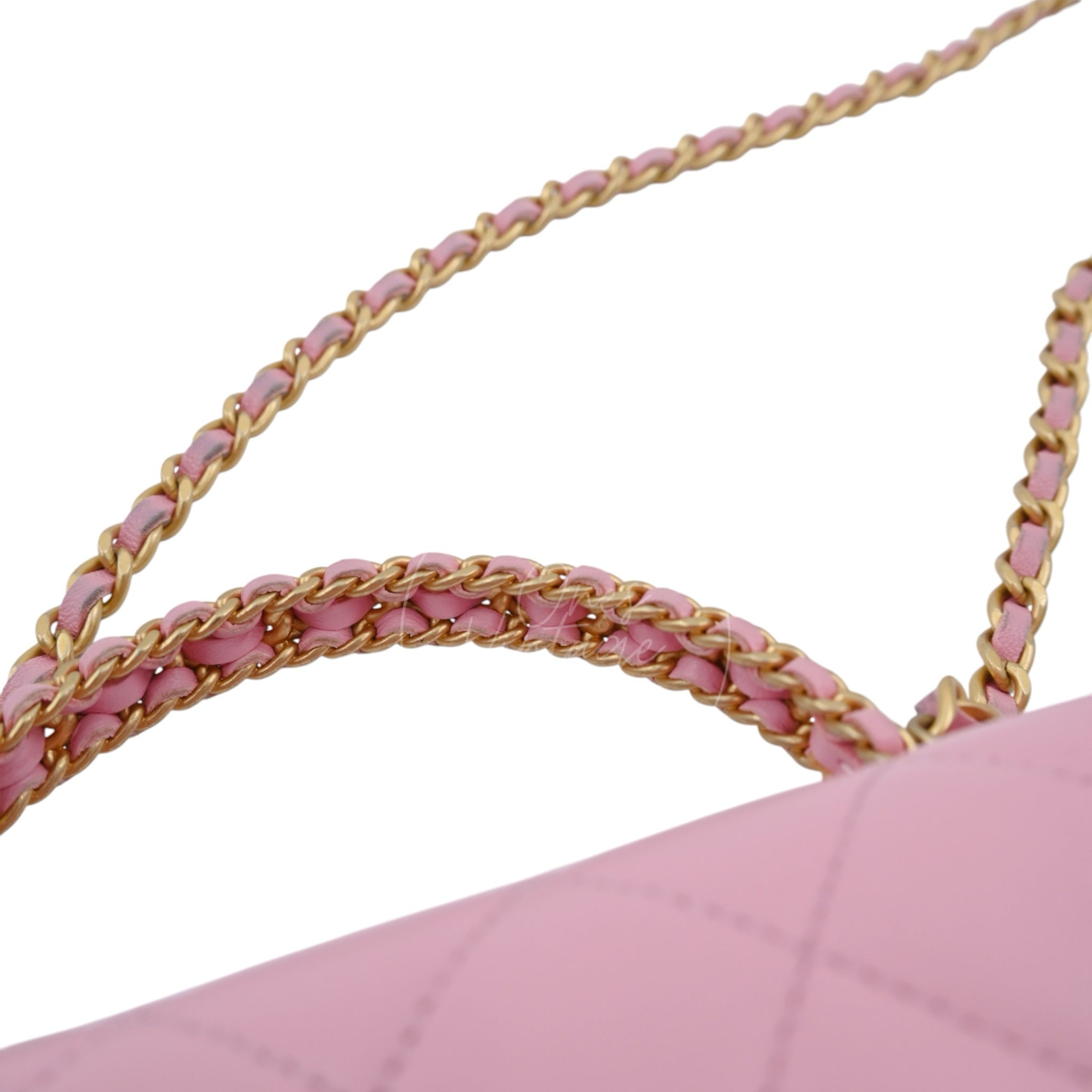 [Pre-owned] Chanel Lambskin Quilted Wallet On Chain WOC Light Pink