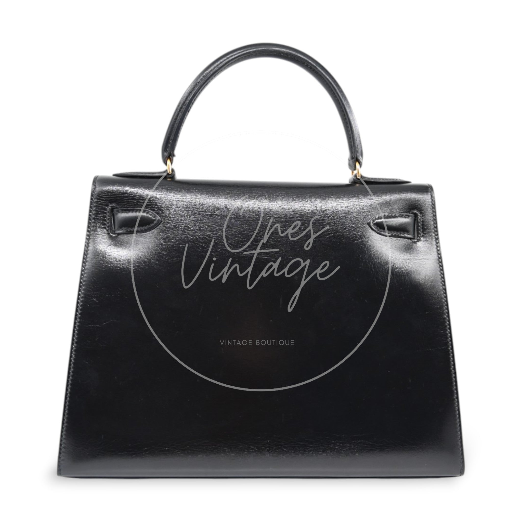 [Pre-Owned] Hermes Kelly 28 GHW Box Leather Stamp Circle U