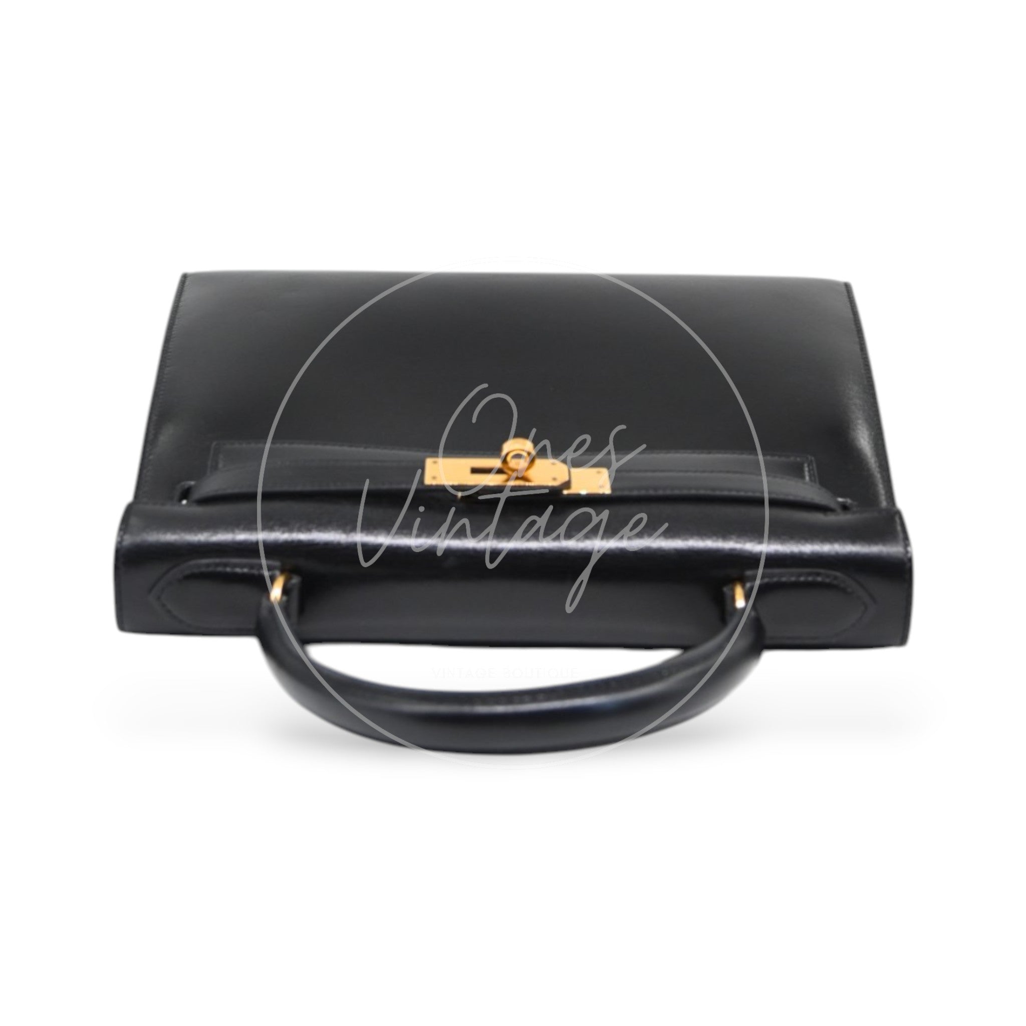[Pre-Owned] Hermes Kelly 28 GHW Box Leather Stamp Circle U