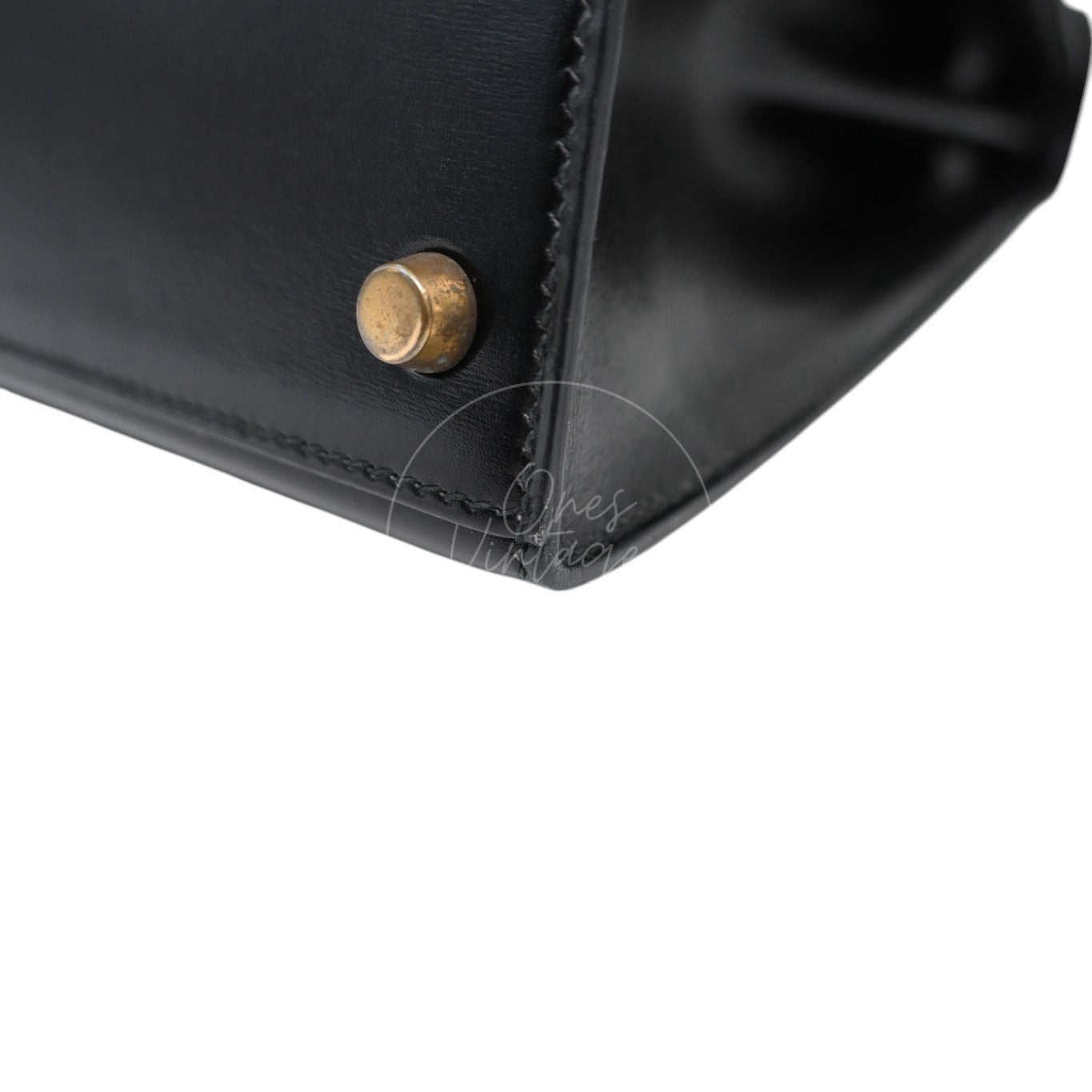 [Pre-Owned] Hermes Kelly 28 GHW Box Leather Stamp Circle U