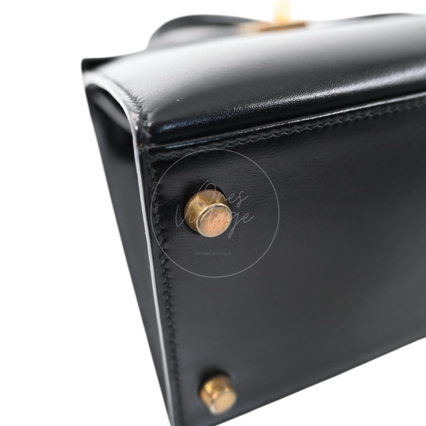 [Pre-Owned] Hermes Kelly 28 GHW Box Leather Stamp Circle U