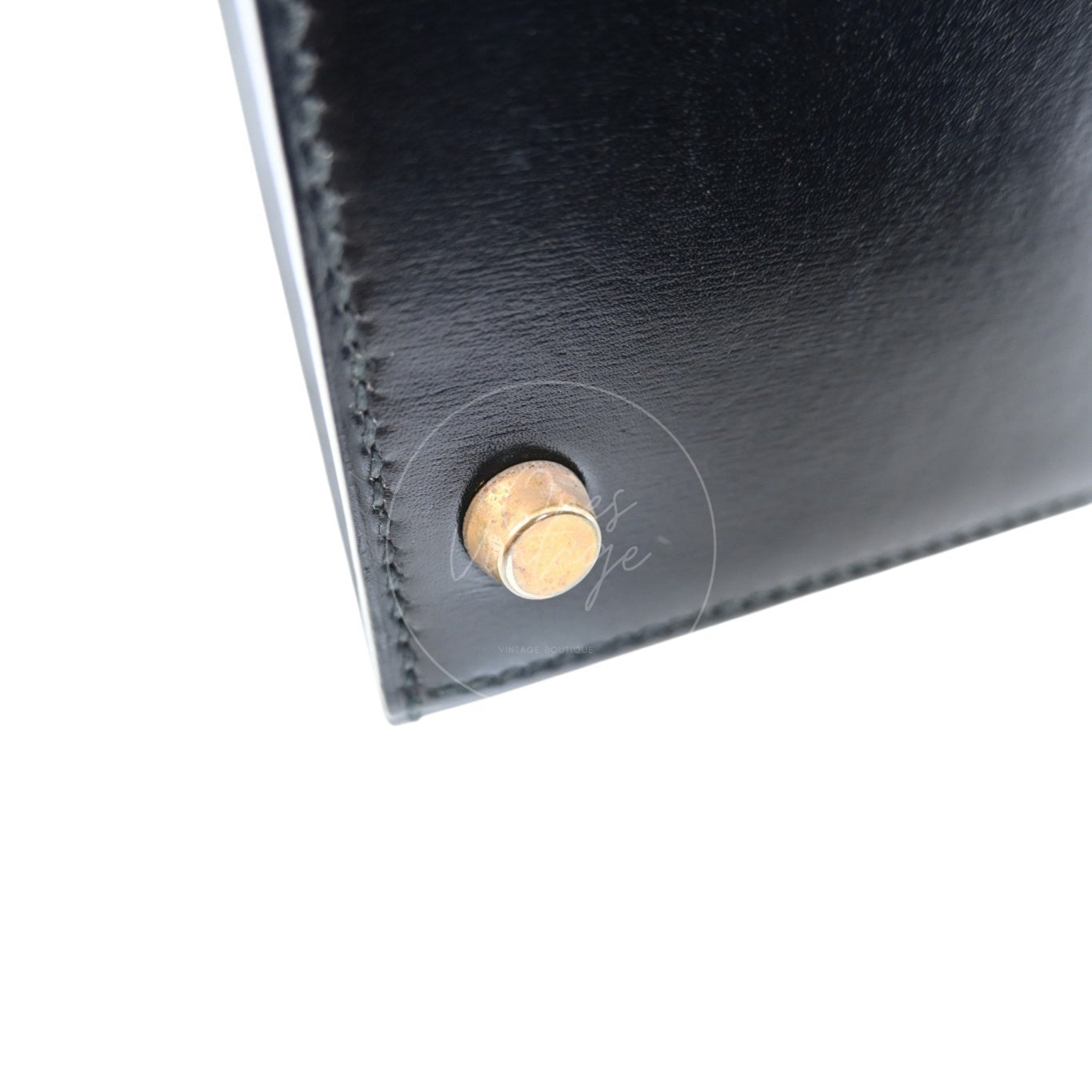[Pre-Owned] Hermes Kelly 28 GHW Box Leather Stamp Circle U