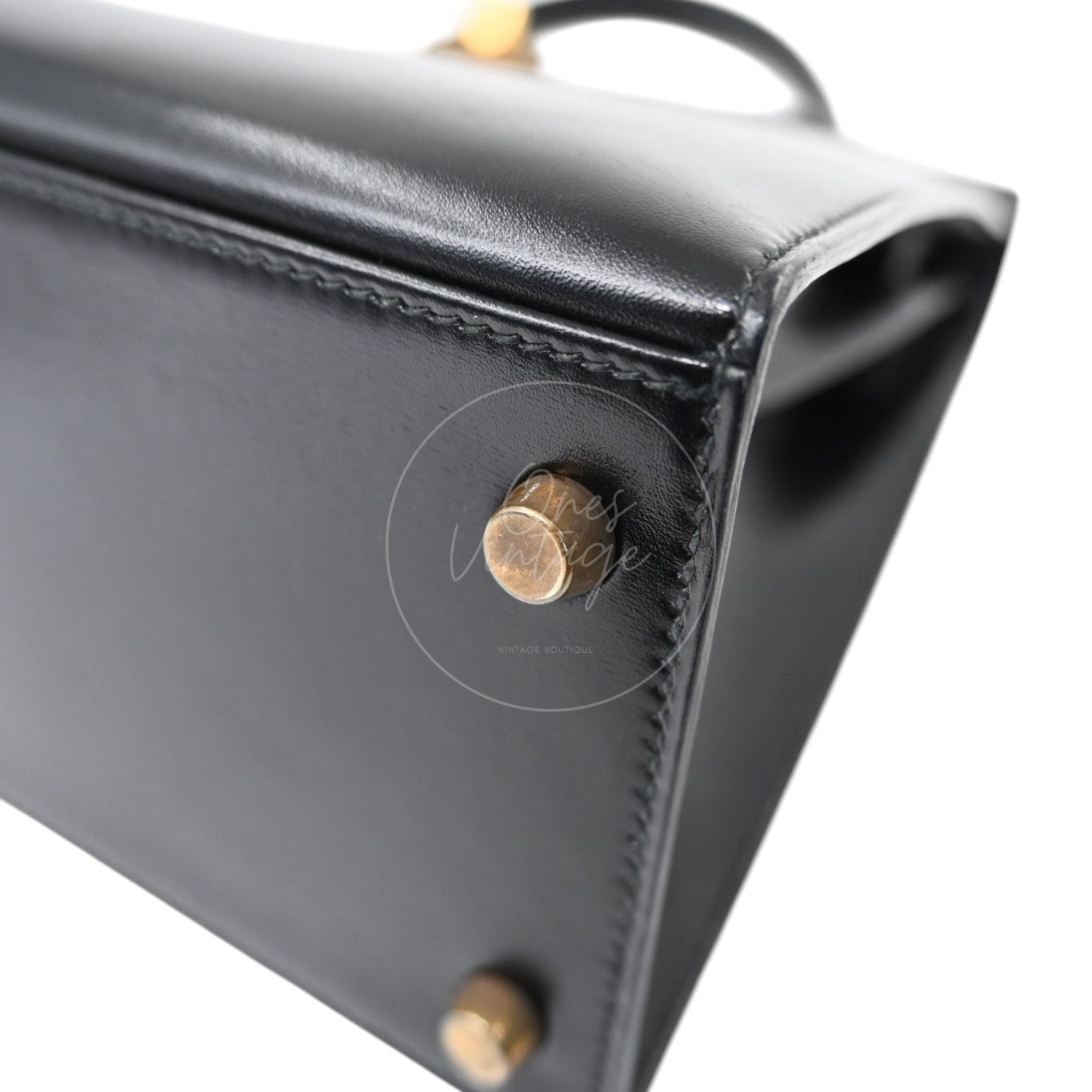 [Pre-Owned] Hermes Kelly 28 GHW Box Leather Stamp Circle U