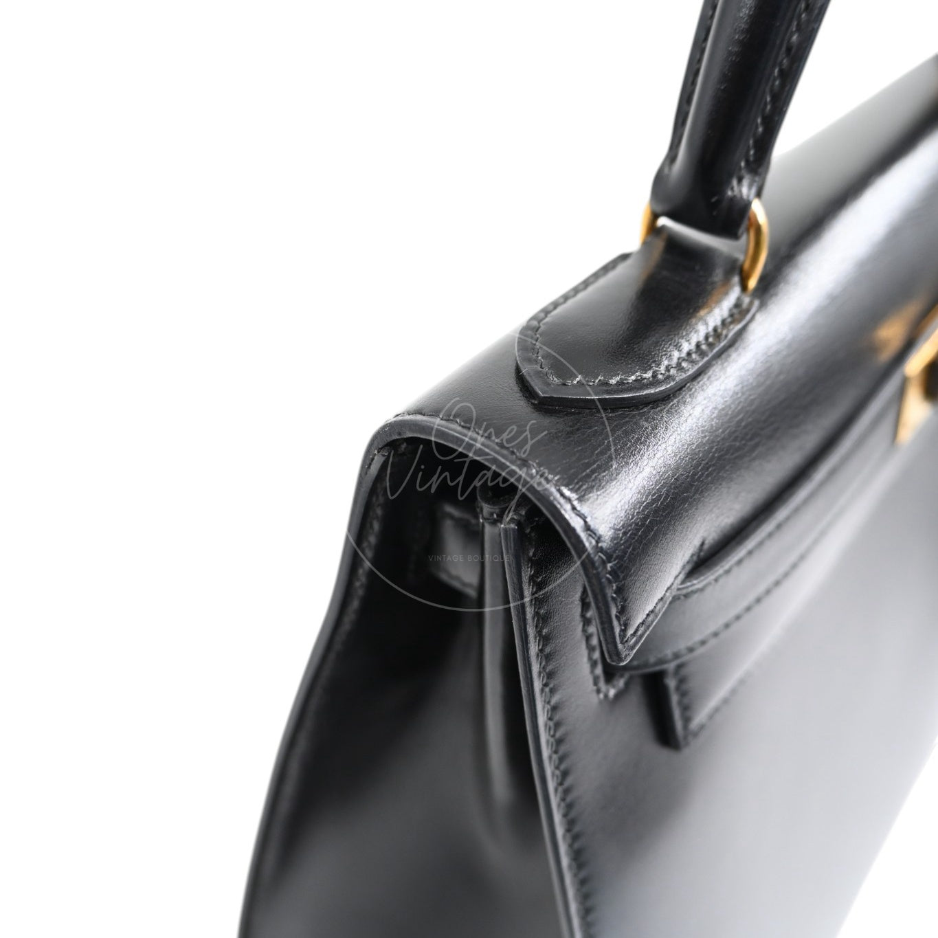 [Pre-Owned] Hermes Kelly 28 GHW Box Leather Stamp Circle U