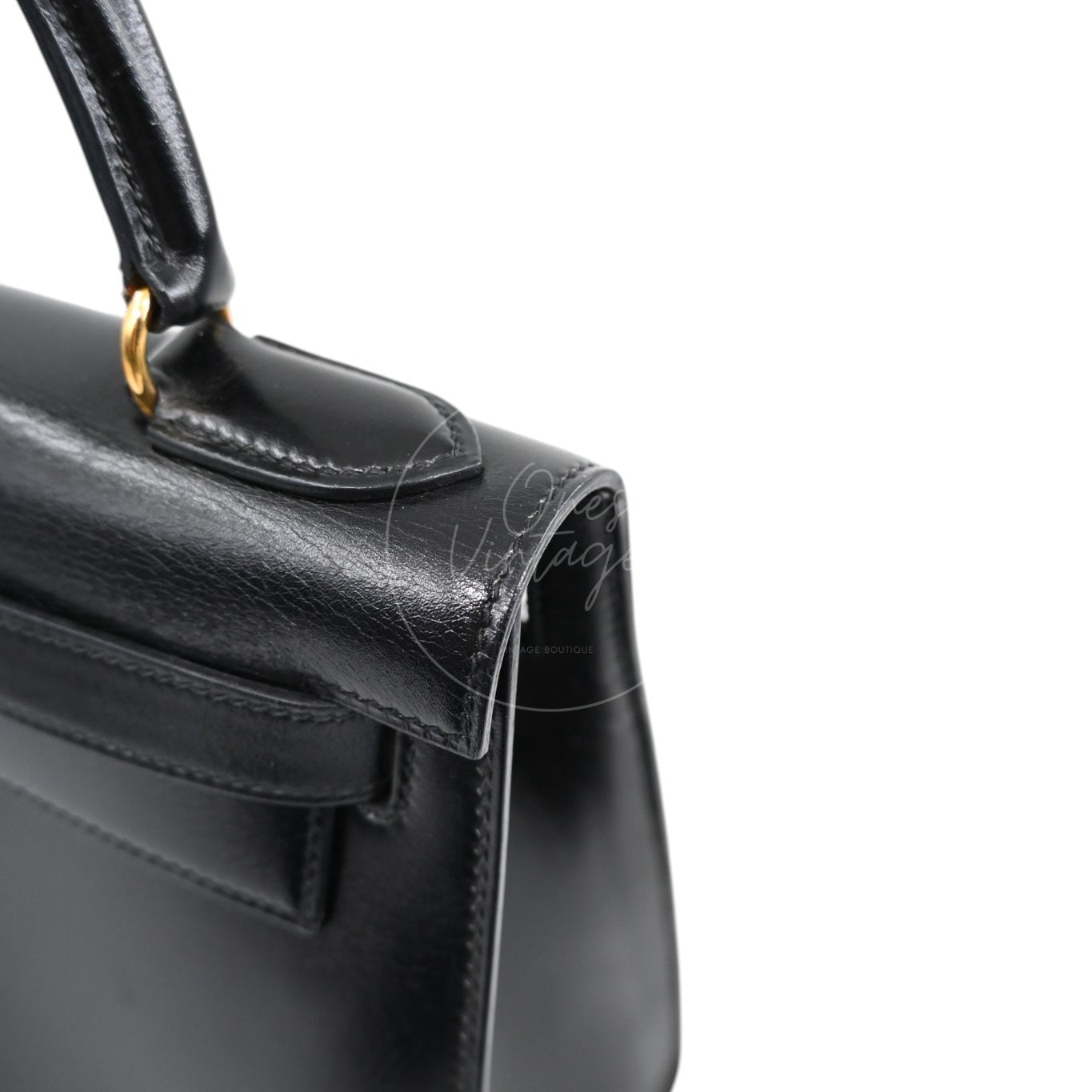 [Pre-Owned] Hermes Kelly 28 GHW Box Leather Stamp Circle U