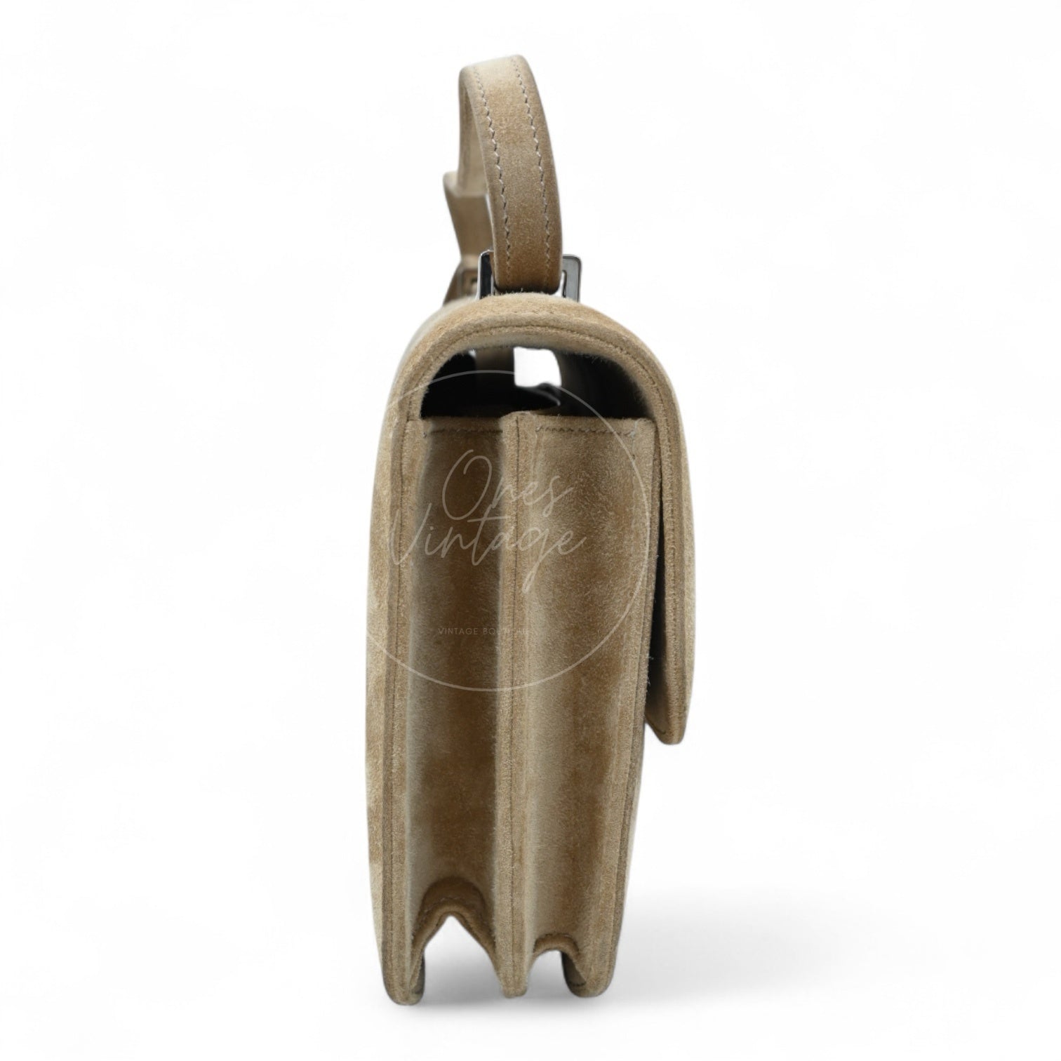 [Pre-Owned] Hermes Mini Constance PHW Stamp A Suede Beige