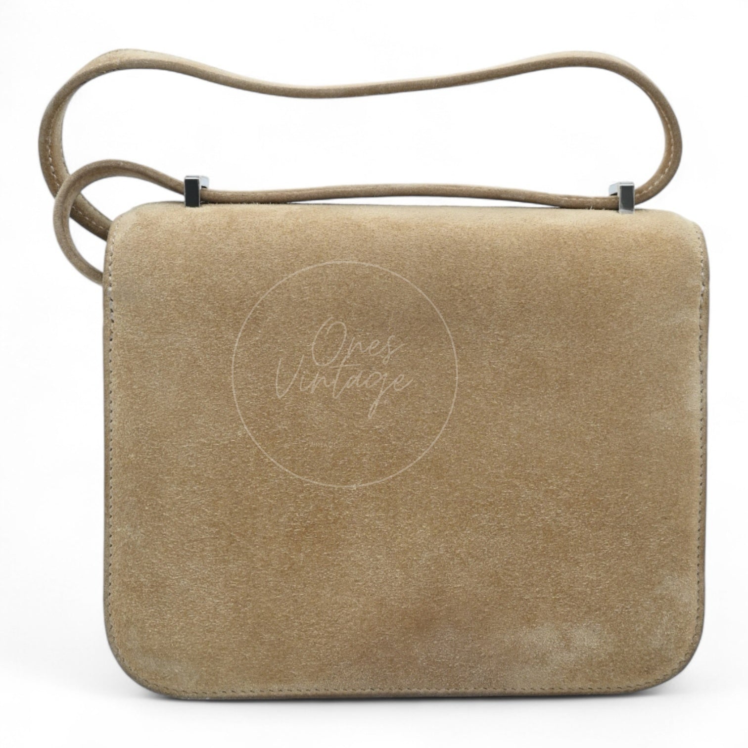 [Pre-Owned] Hermes Mini Constance PHW Stamp A Suede Beige