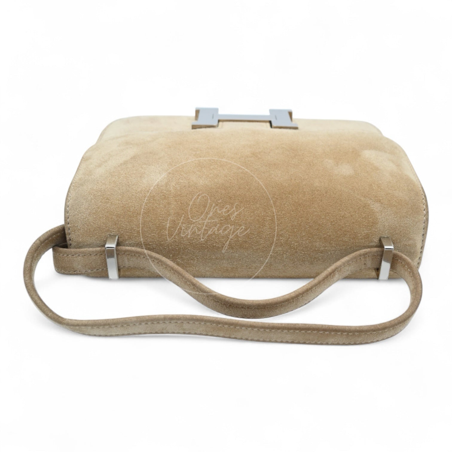 [Pre-Owned] Hermes Mini Constance PHW Stamp A Suede Beige