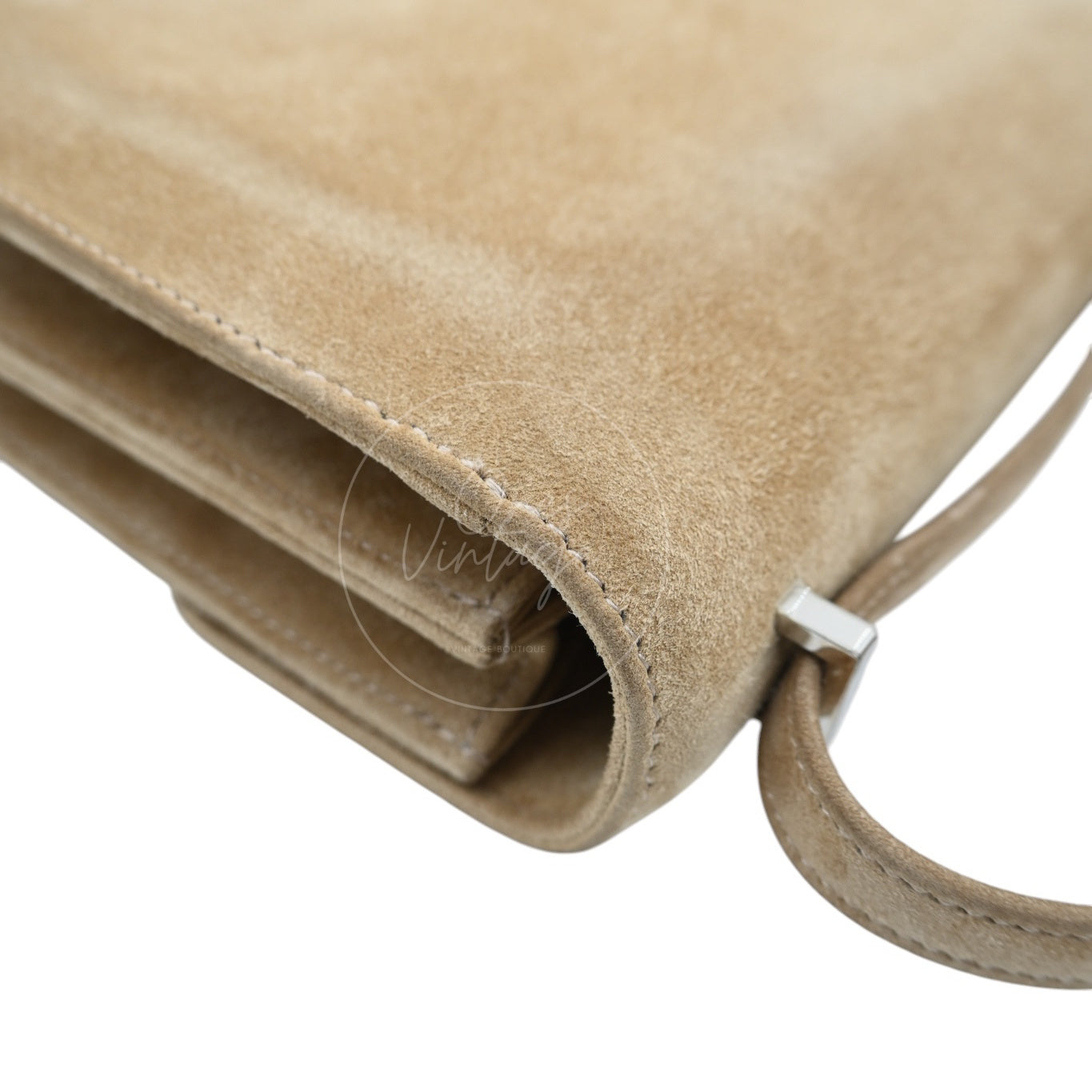 [Pre-Owned] Hermes Mini Constance PHW Stamp A Suede Beige