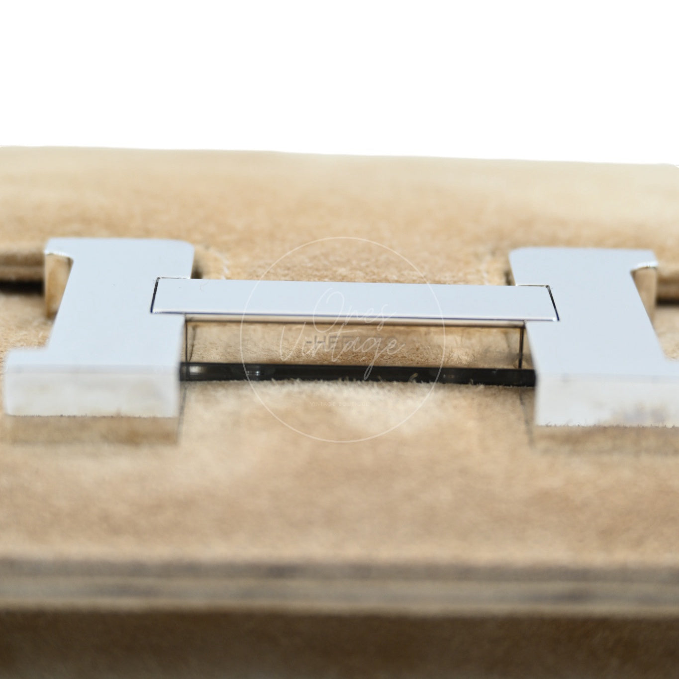 [Pre-Owned] Hermes Mini Constance PHW Stamp A Suede Beige