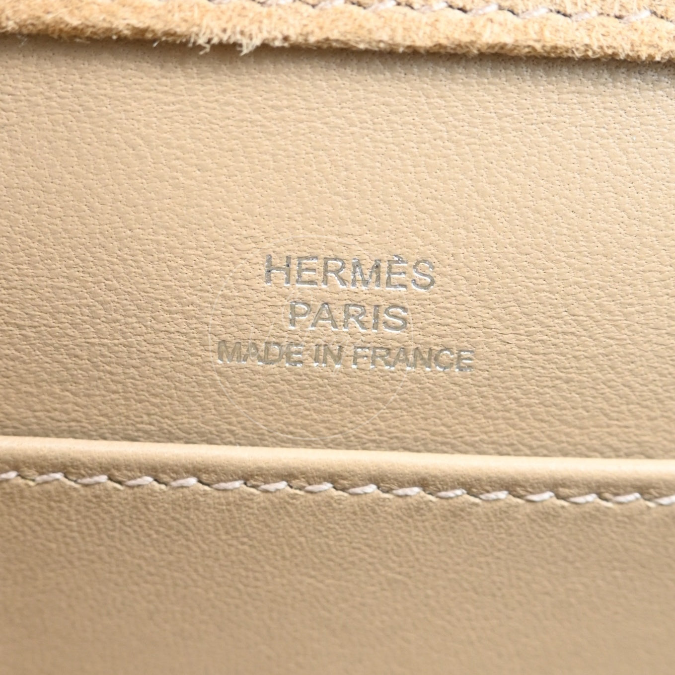 [Pre-Owned] Hermes Mini Constance PHW Stamp A Suede Beige