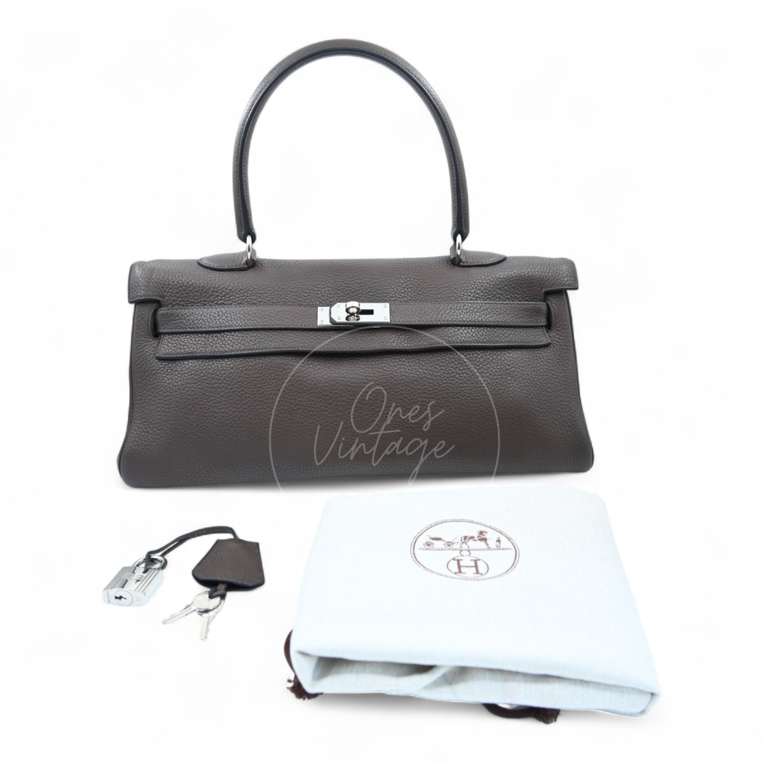 [Pre-owned] Hermes Kelly Shoulder PHW Etoupe Square M