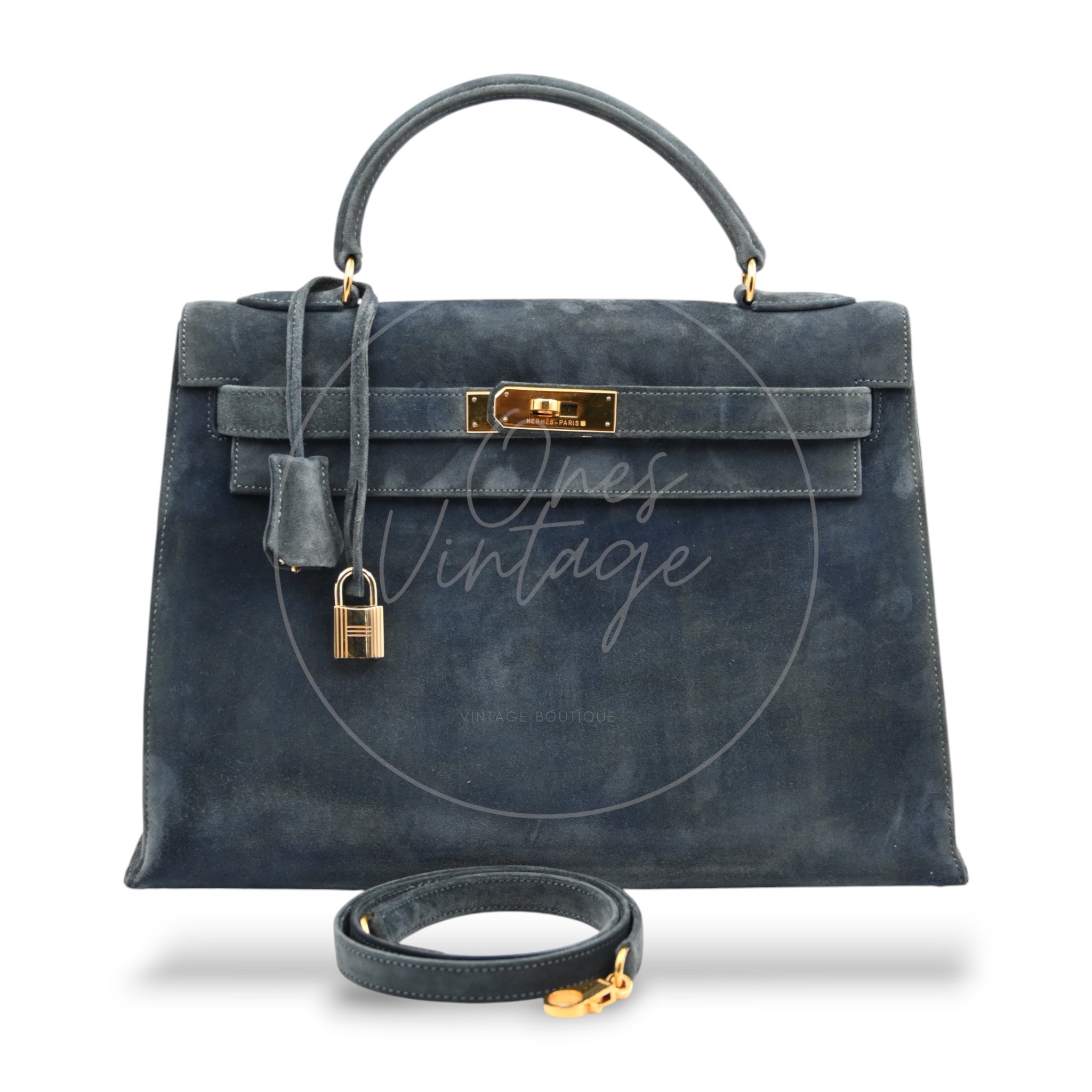 [Pre-owned] Hermes Kelly 32 Doblis Ardoise GHW Stamp Circle Y