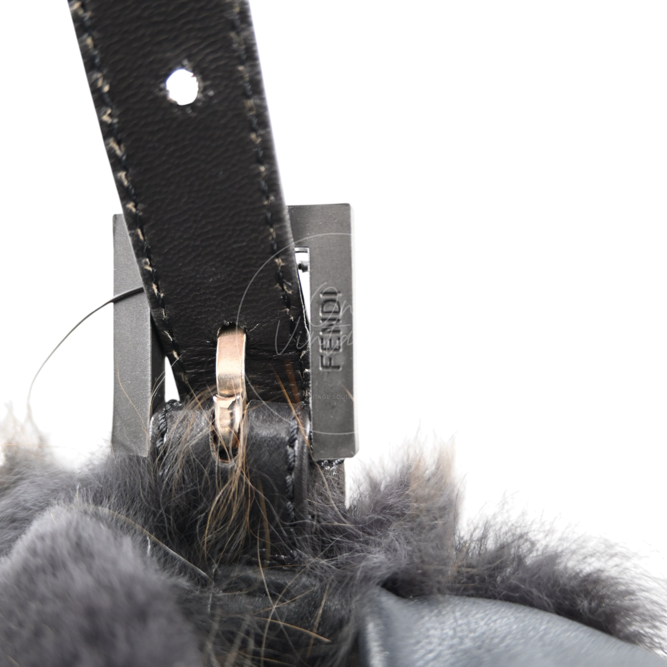 [Pre-owned] Fendi Black Fur Baguette Handbag