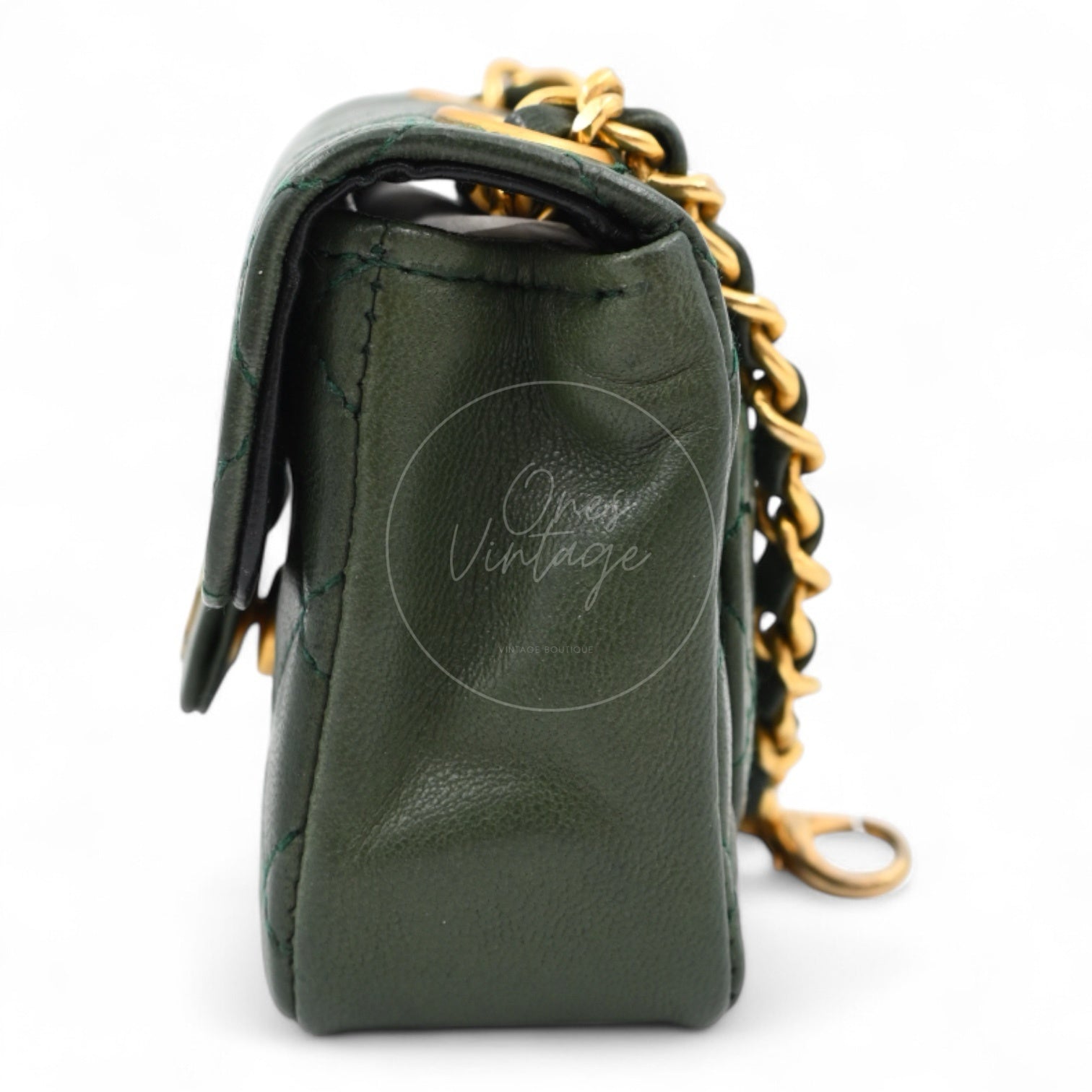 [Pre-owned] Chanel CC Micro Mini Green Flap Bag Charm