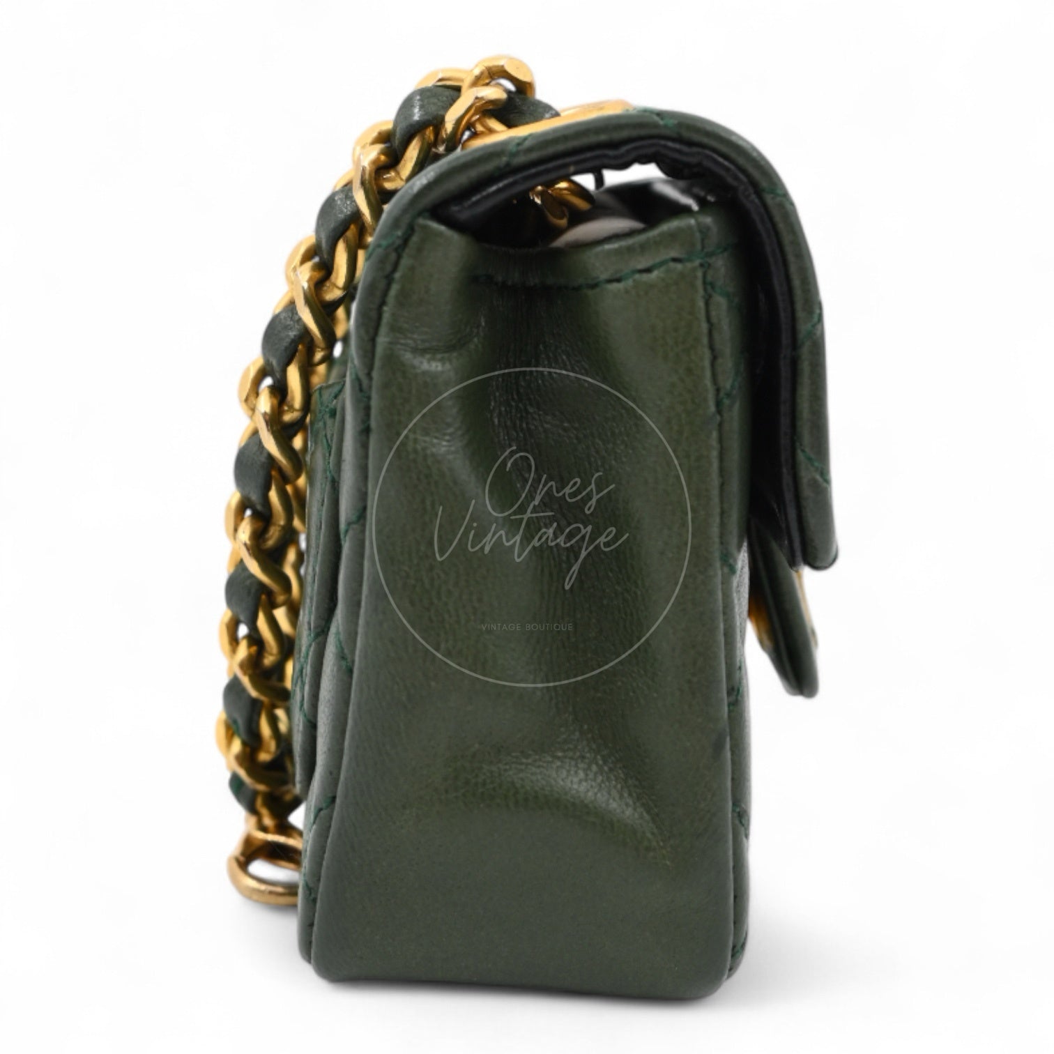 [Pre-owned] Chanel CC Micro Mini Green Flap Bag Charm