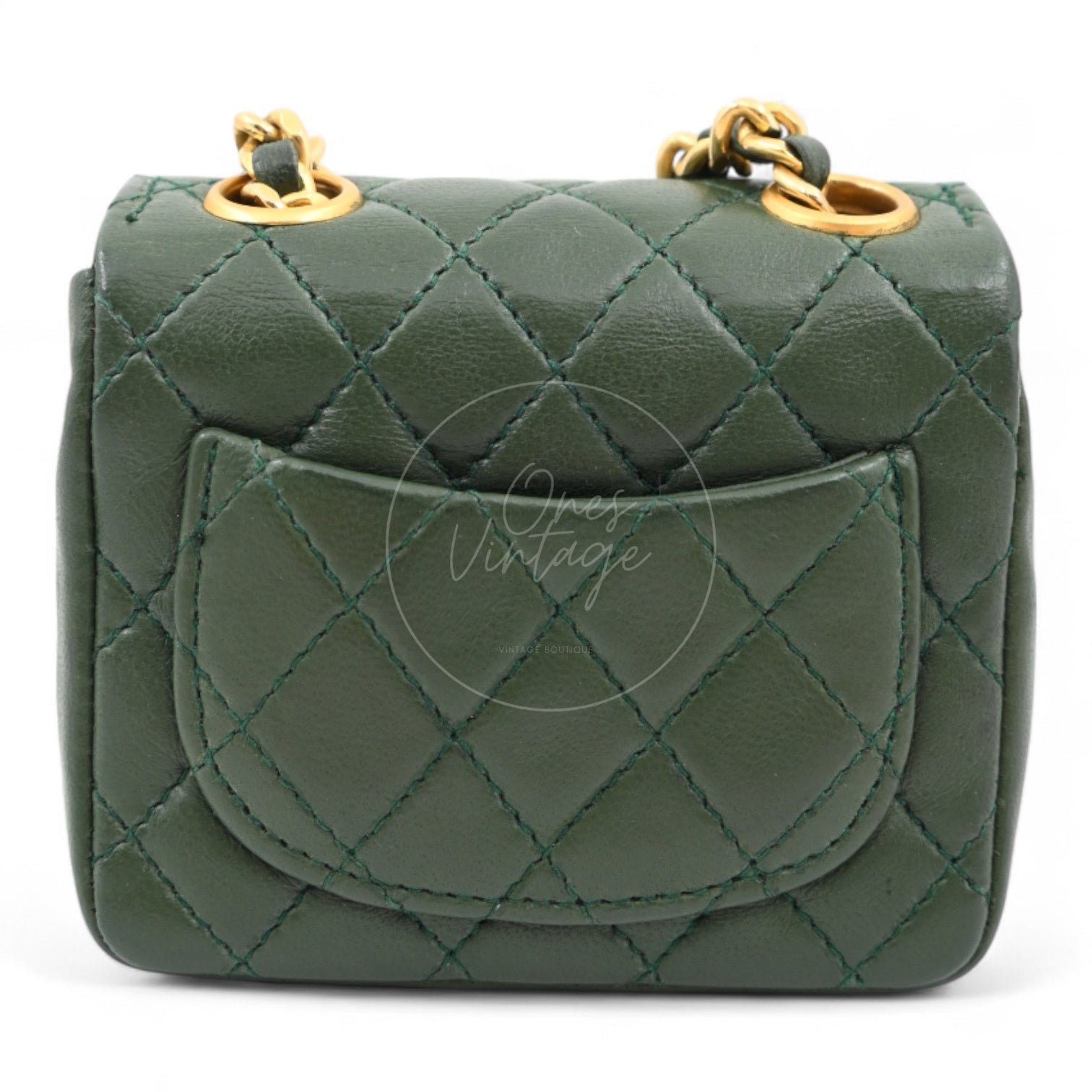 [Pre-owned] Chanel CC Micro Mini Green Flap Bag Charm