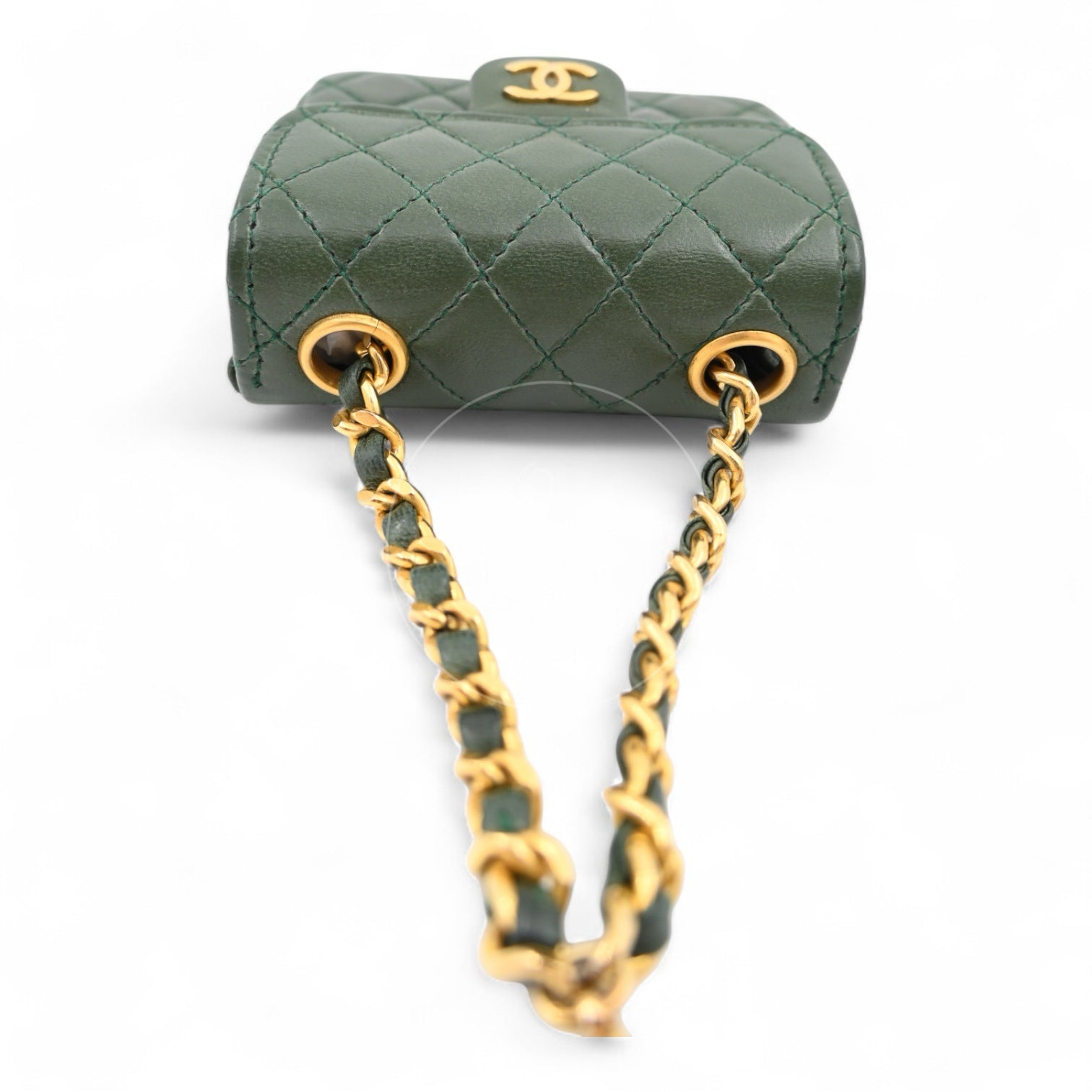 [Pre-owned] Chanel CC Micro Mini Green Flap Bag Charm