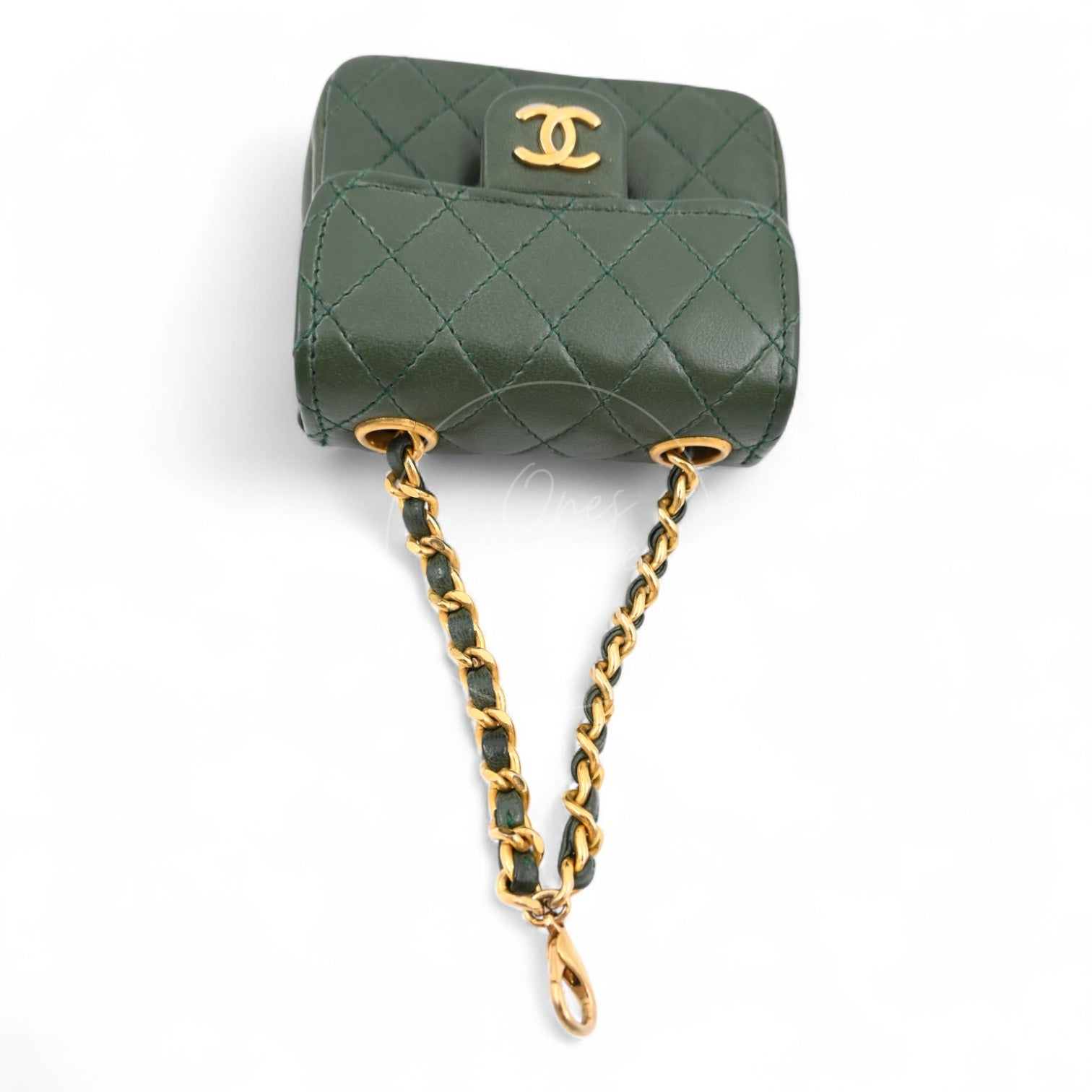 [Pre-owned] Chanel CC Micro Mini Green Flap Bag Charm