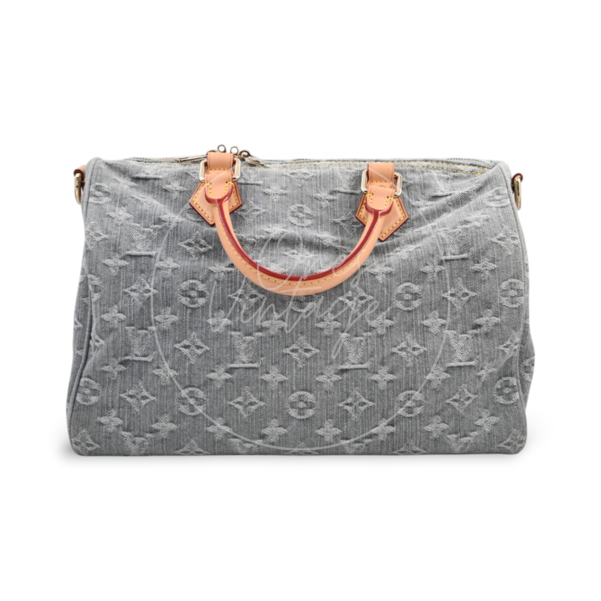 [Pre-owned] Louis Vuitton Monogram Denim Speedy Soft 30 Washed Gray